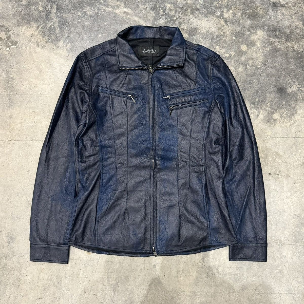 Tornado Mart Tornado Mart Blue Leather Jacket | Grailed