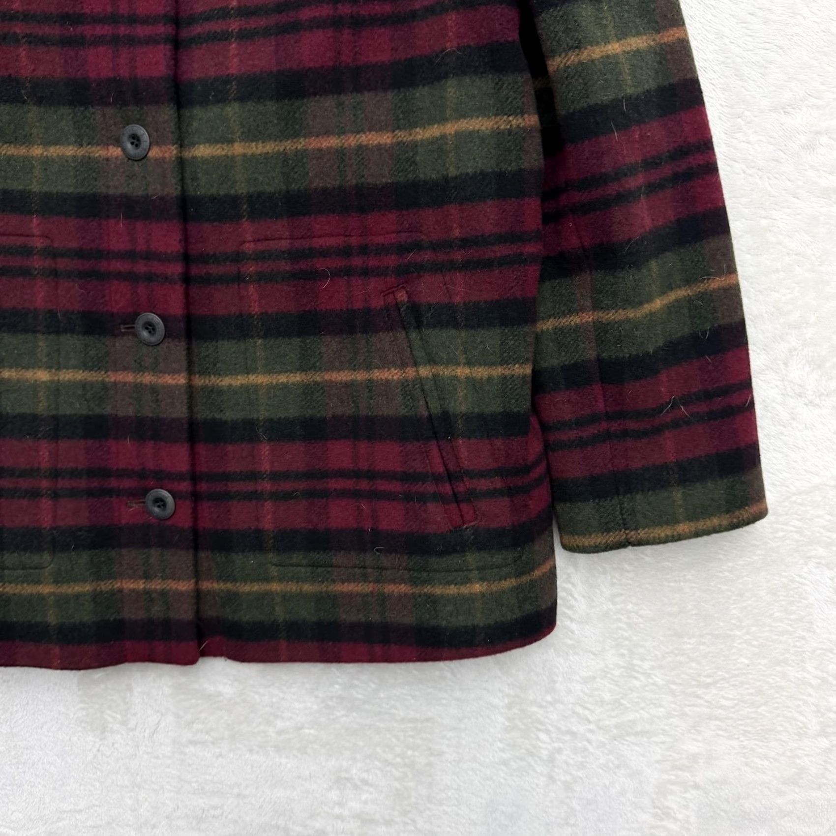 Vintage VINTAGE LL Bean Coat Jacket Womens Large Petite Plaid Faux Fur Collar Quilted Lined Size L / US 10 / IT 46 - 4 Thumbnail