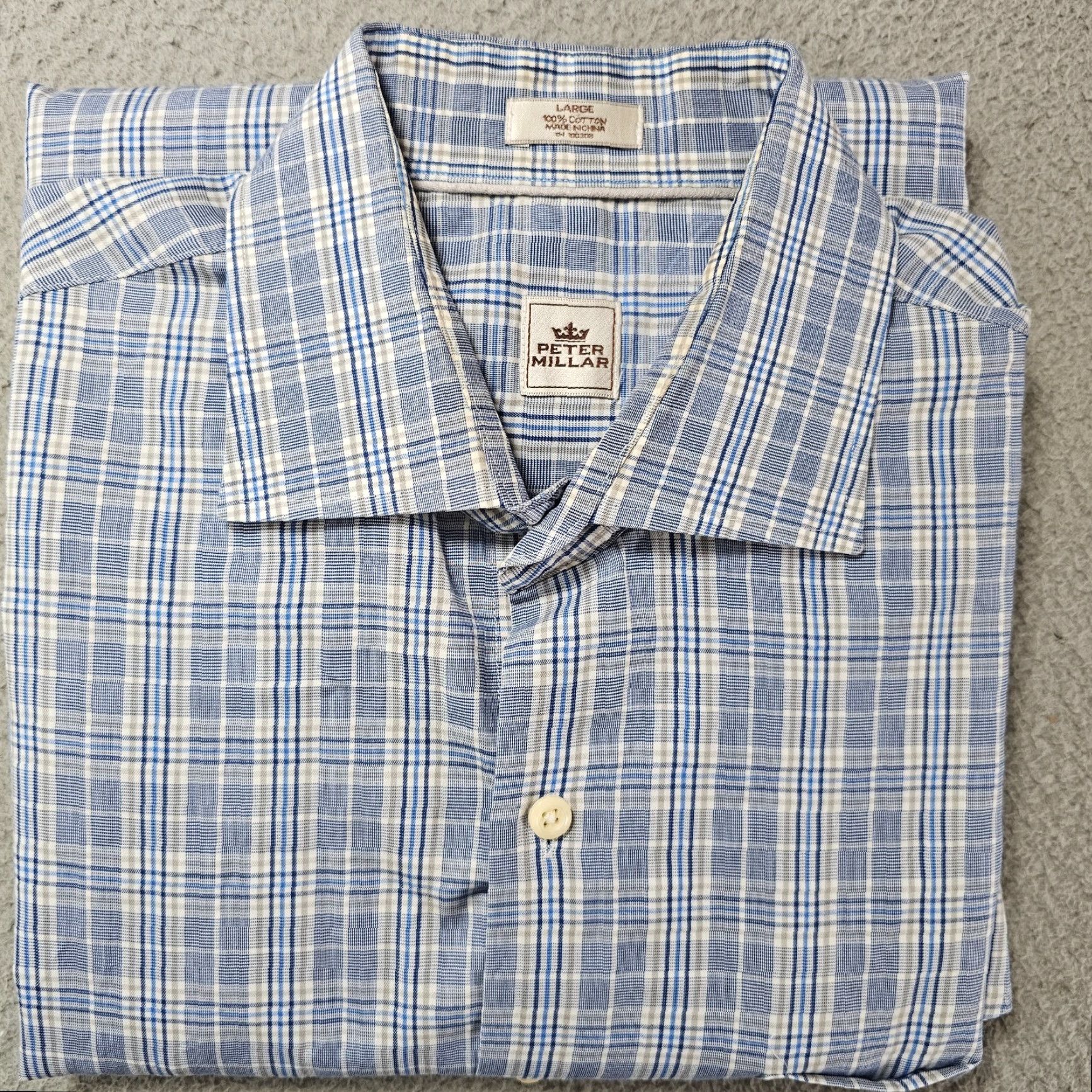 Peter Millar Peter Millar Shirt Mens Large Blue Pane Check Button Up Dress Casual Woven Size US L / EU 52-54 / 3 - 2 Thumbnail