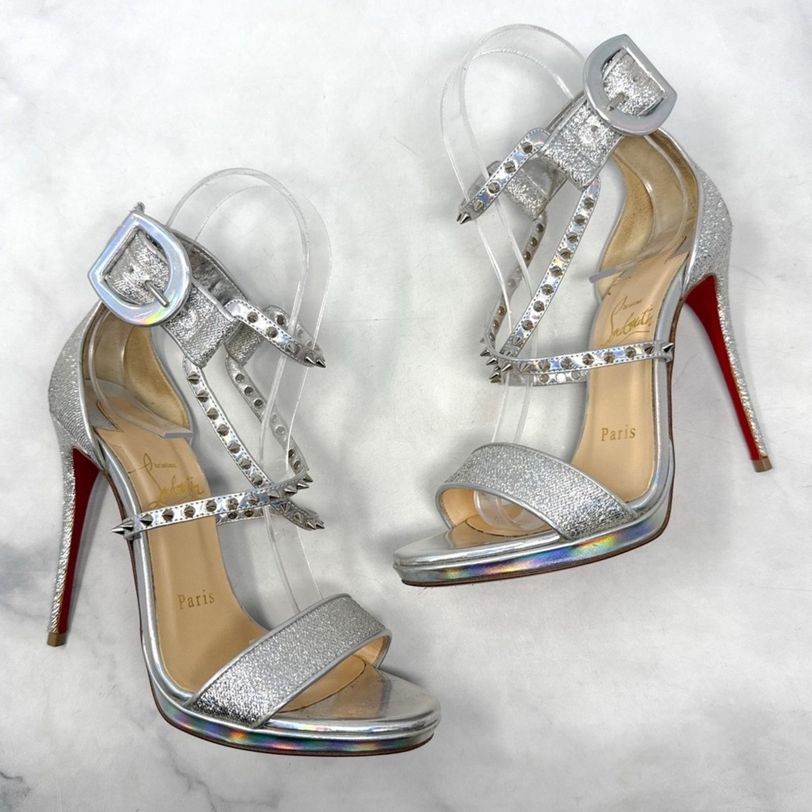 Christian Louboutin Christian Louboutin Choca Lux 120 Holographic Platform Heels Size US 5.5 / IT 35.5 - 3 Thumbnail