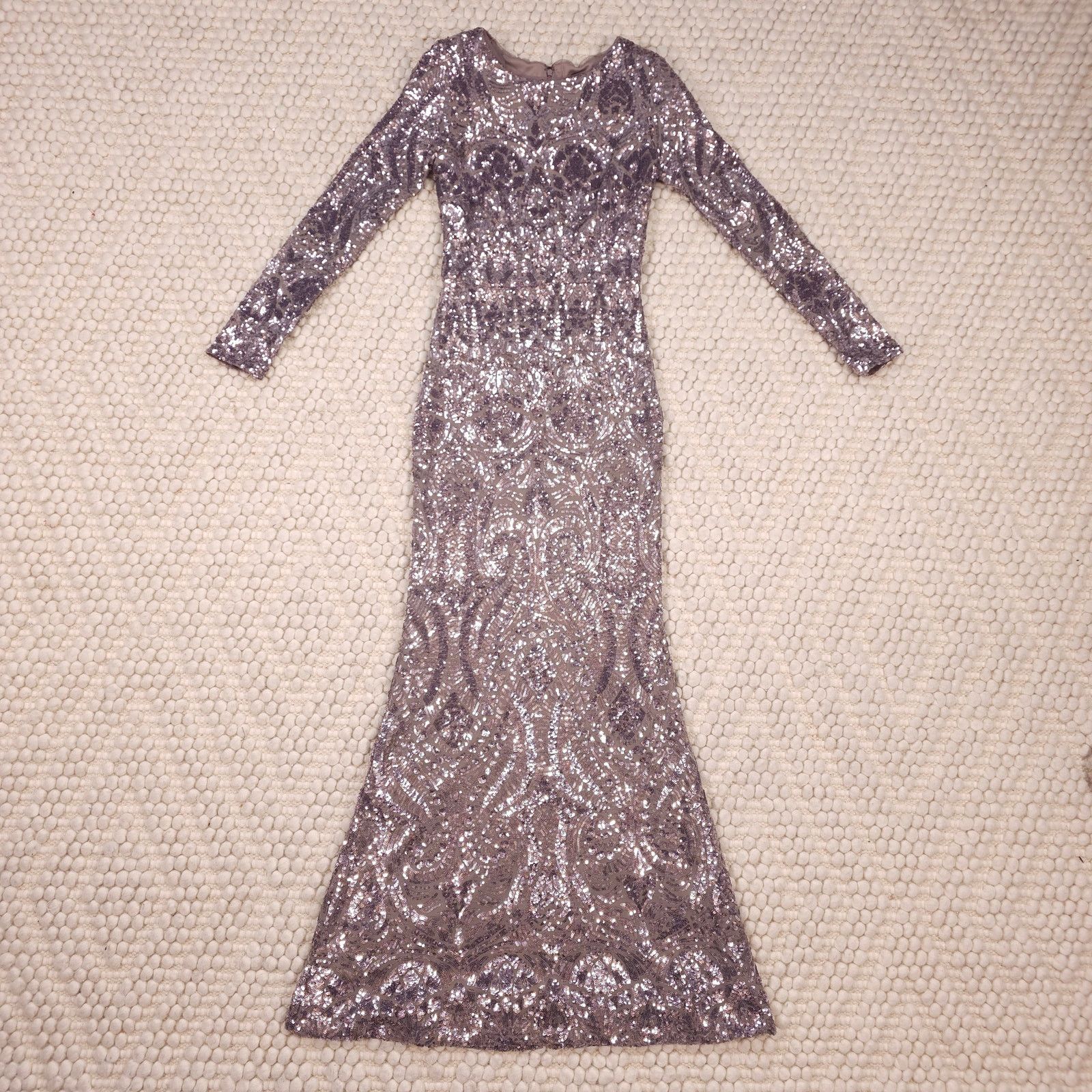 Other Betsy & Adam Long Sleeve Sequin Gown Taupe Sz 4 Size S / US 4 / IT 40 - 6 Thumbnail
