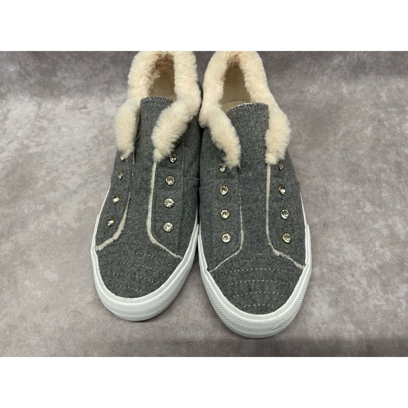 Other Isaac Mizrahi Live! Crystal Fur Trimmed Slip On Sneaker Gray Size US 8 / IT 38 - 4 Thumbnail