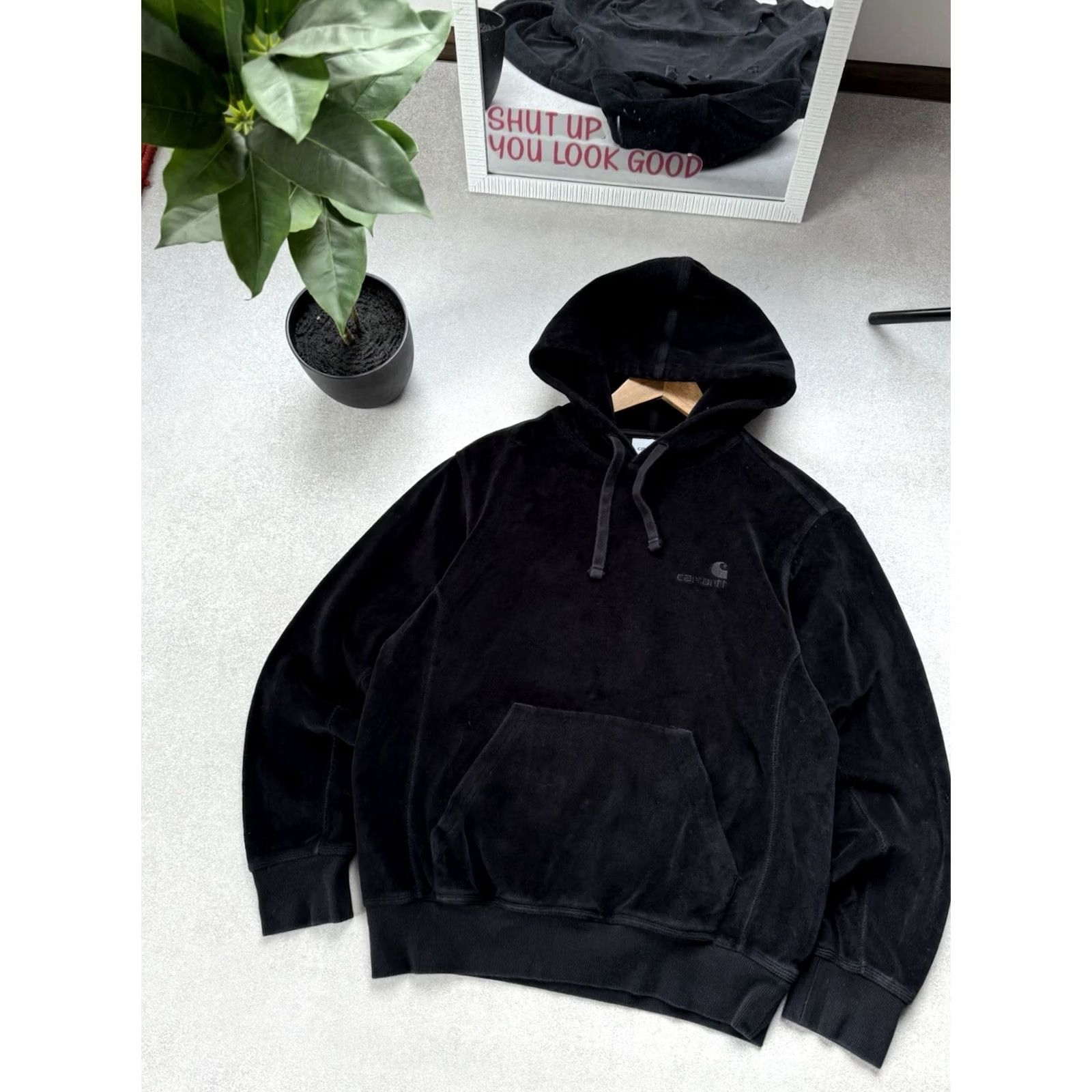 Carhartt Wip VINTAGE Carhartt WIP Velours Hoodie Pullover Black Mens S Hooded Logo Embroidered Casual USA Y2K Velours Hoodie Carhartt Hooded Size US S / EU 44-46 / 1 - 4 Thumbnail