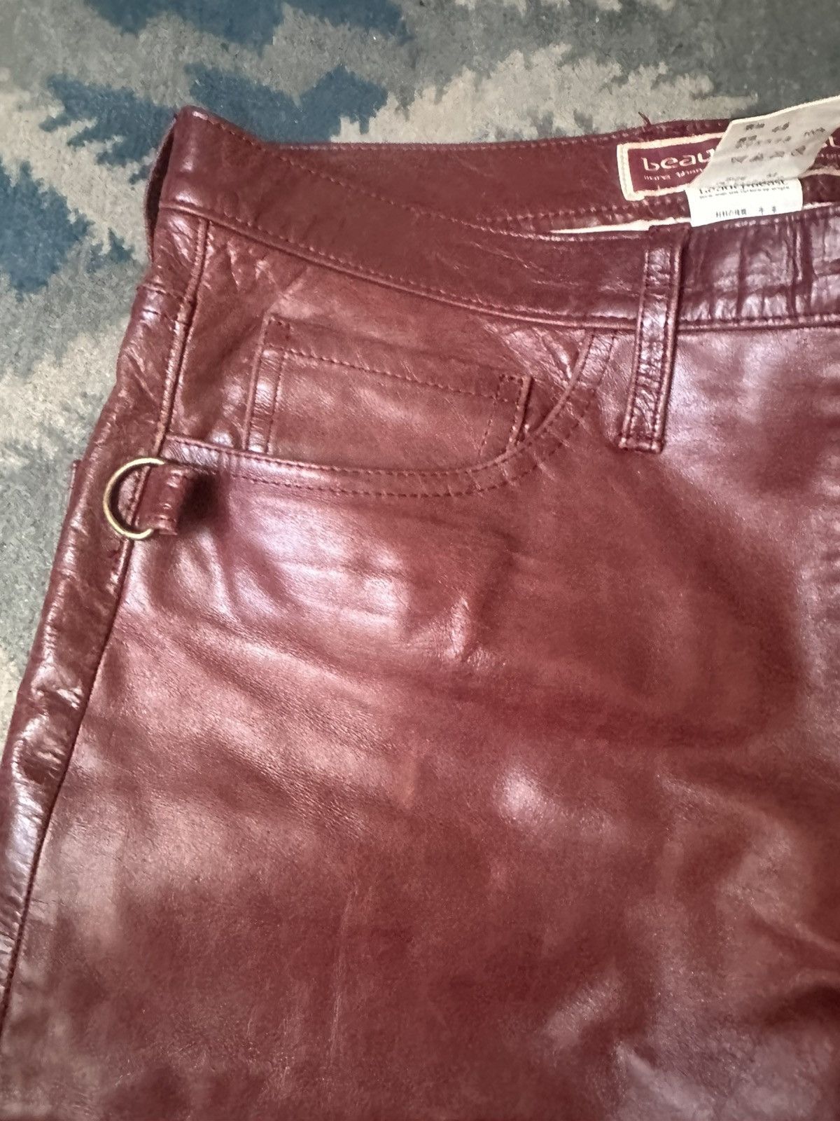 Beauty Beast BURGUNDY LEATHER TROUSERS Size US 32 / EU 48 - 6 Thumbnail