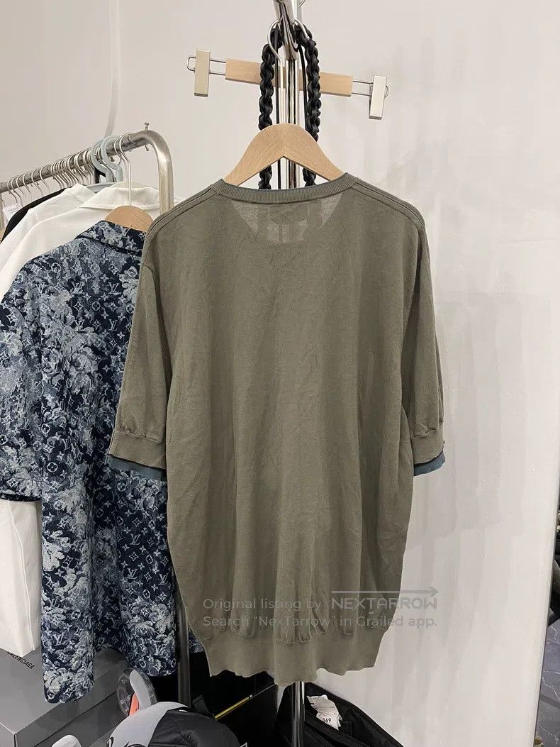 Hermes Hermes Full Cotton Solid Knit Short Sleeve - Grey Green Size US XL / EU 56 / 4 - 4 Thumbnail
