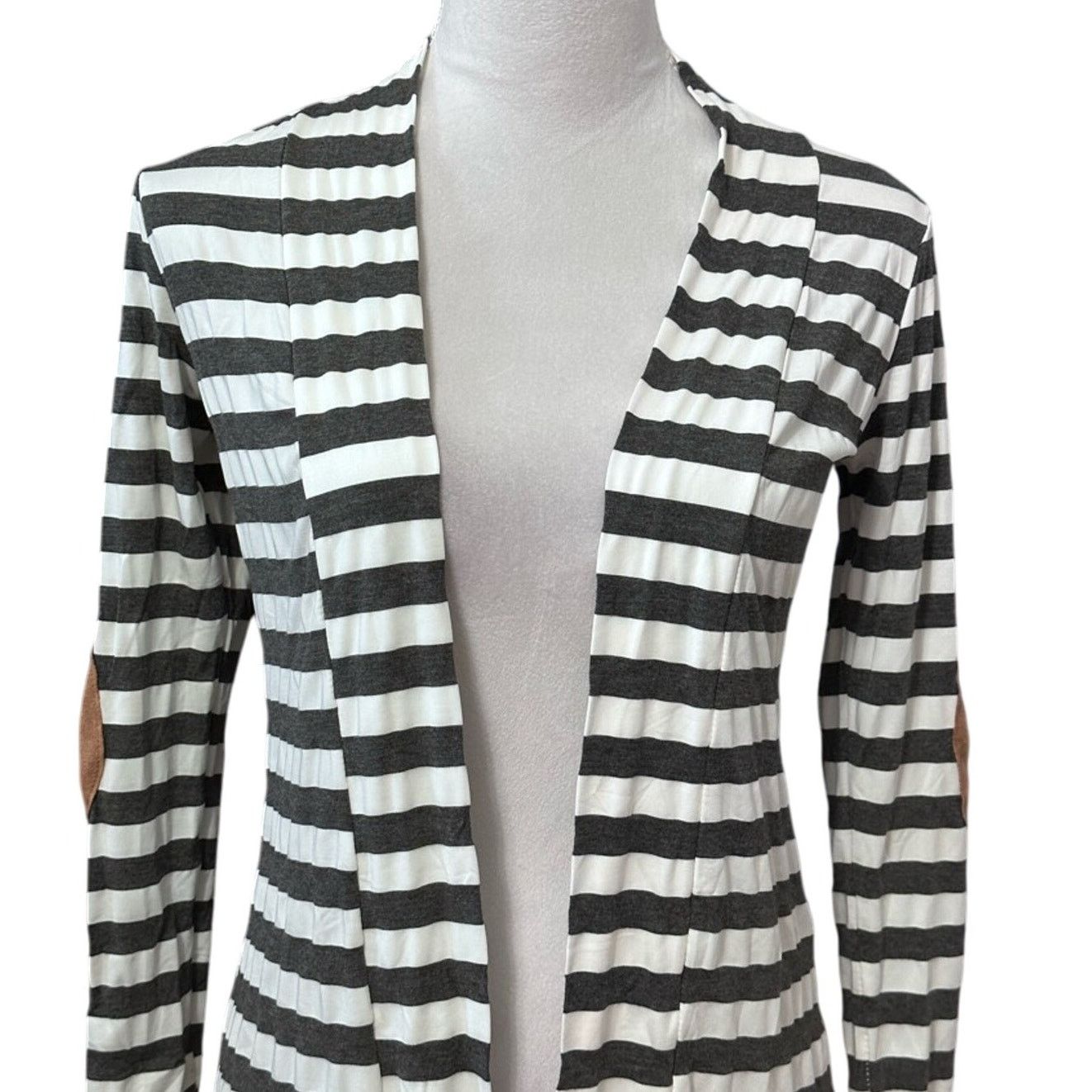 Other Myobe Cardigan Sweater Elbow Patches Striped Gray White S Size S / US 4 / IT 40 - 2 Thumbnail