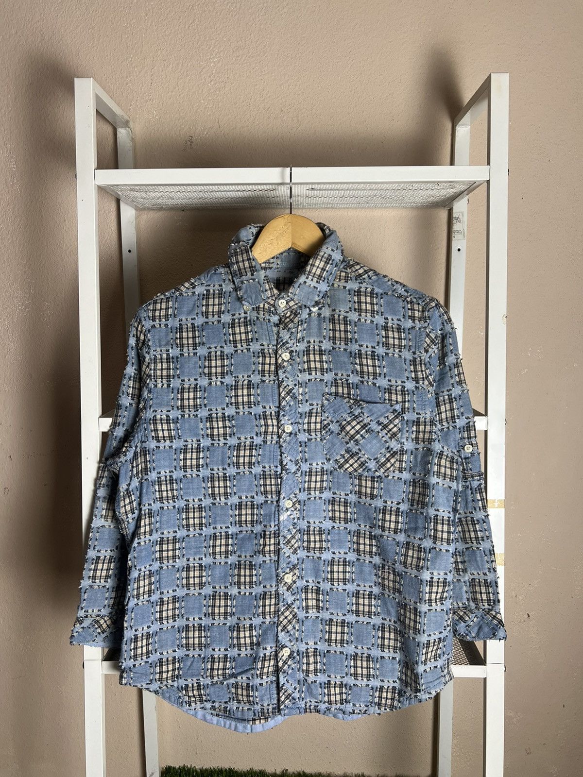 Japanese Brand × Vintage Japanese Brand Button Up Shirt Patchwork Size XS / US 0-2 / IT 36-38 - 1 Thumbnail