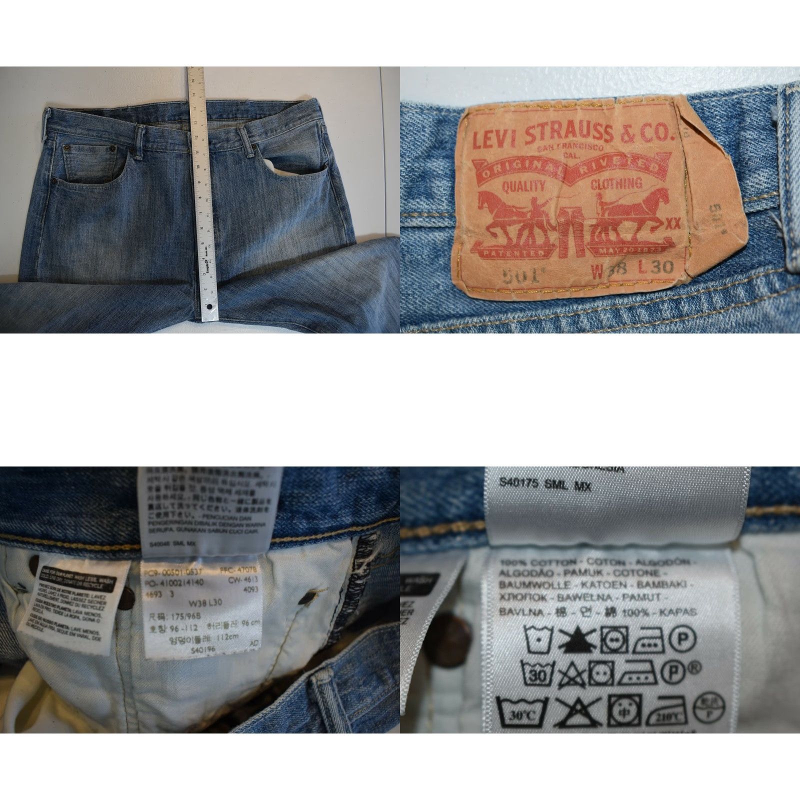 Levi's Levi's 501 Button Fly Jeans Mens Size 38x30 Cotton Blue Denim Straight Classic Vintage 501 Model Mens Size US 38 / EU 54 - 8 Thumbnail