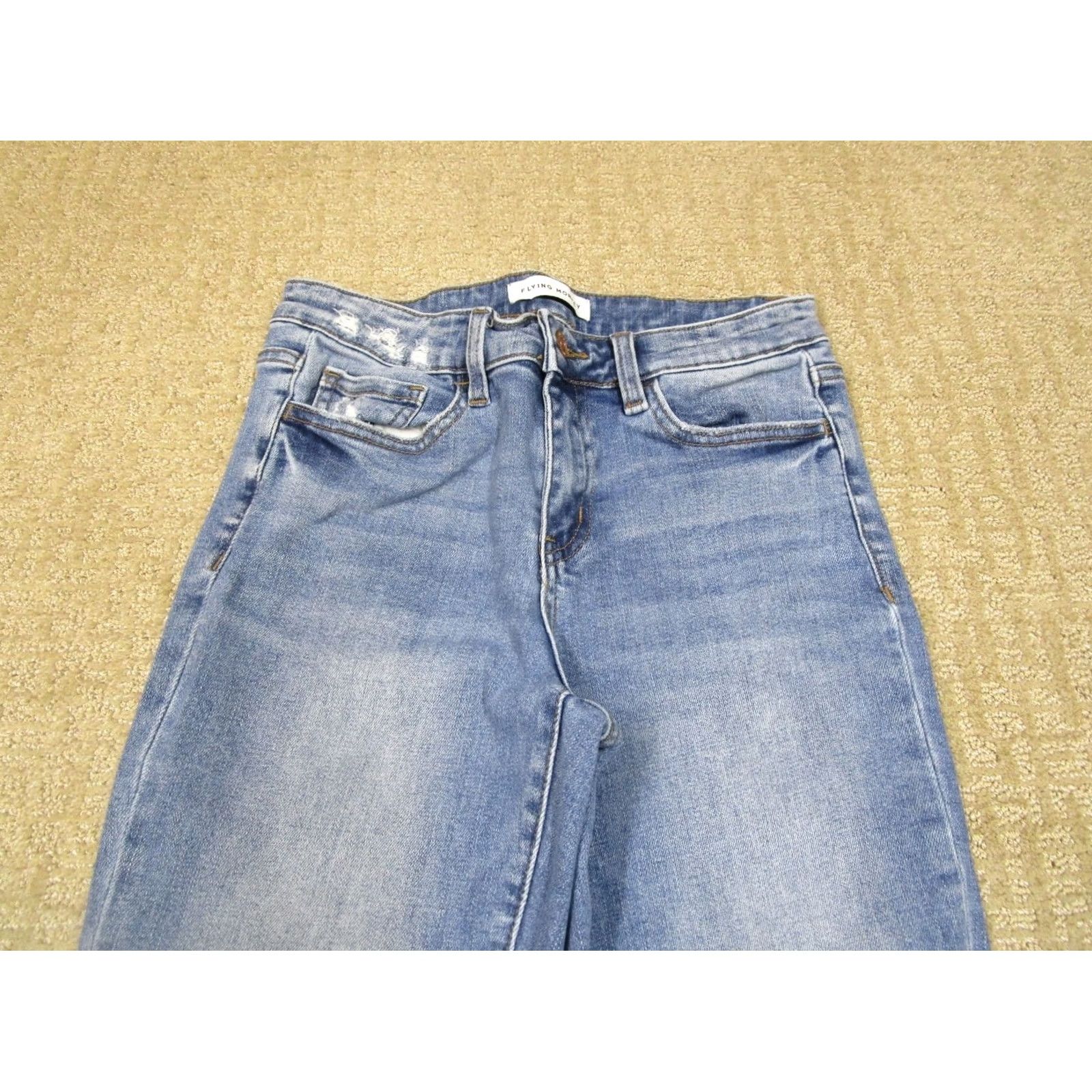 Vintage Flying Monkey Jeans Women 27 Blue High Rise Straight Cropped Distressed Pants Jeans Size 27" / US 4 / IT 40 - 2 Thumbnail