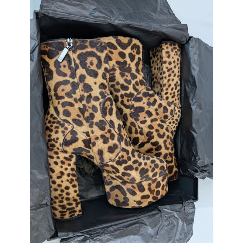 Saint Laurent Paris o1rshd1 Billy Pony Boots in Brown Leopard Size US 10 / IT 40 - 19 Thumbnail