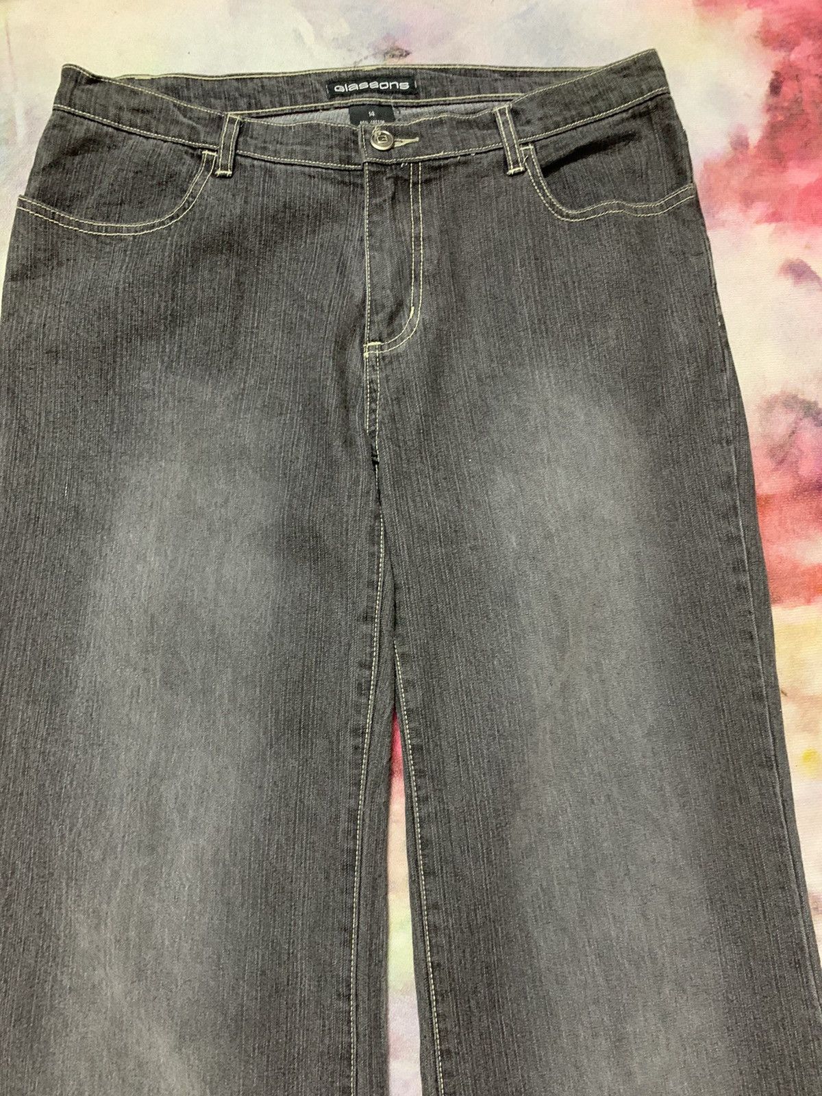 Japanese Brand Flared Japanese Brand Glassons Washed Black Wide Flare Baggy Size US 34 / EU 50 - 4 Thumbnail