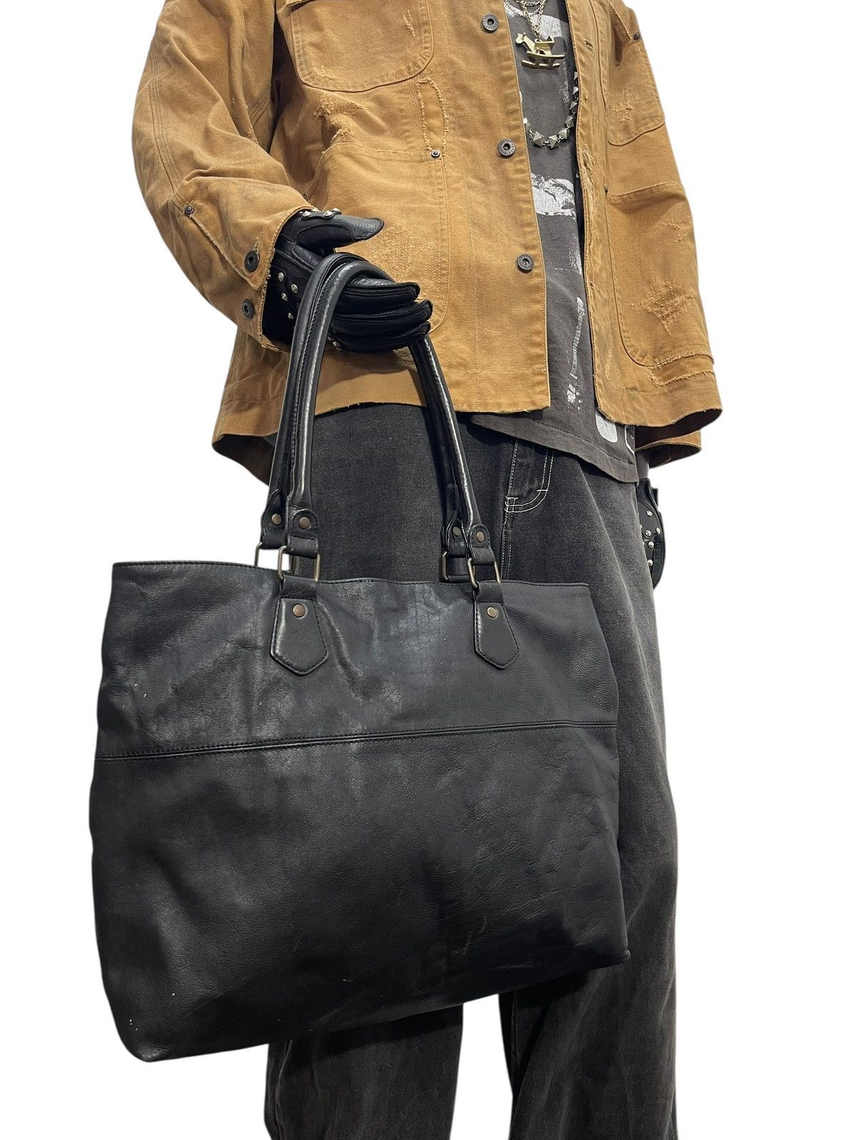 Leather Full Leather Ships Jet Blue Tote Shoulder Bag 1🟩2 Size ONE SIZE - 4 Thumbnail