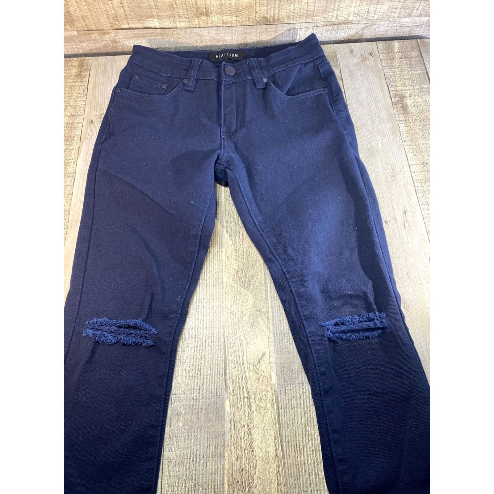 Vintage Platform Jeans Slim Stretch 29x30 Mens Dark Bleach 100 Max Inseam 30 Slim Fit Trousers Men Size US 29 - 5 Thumbnail