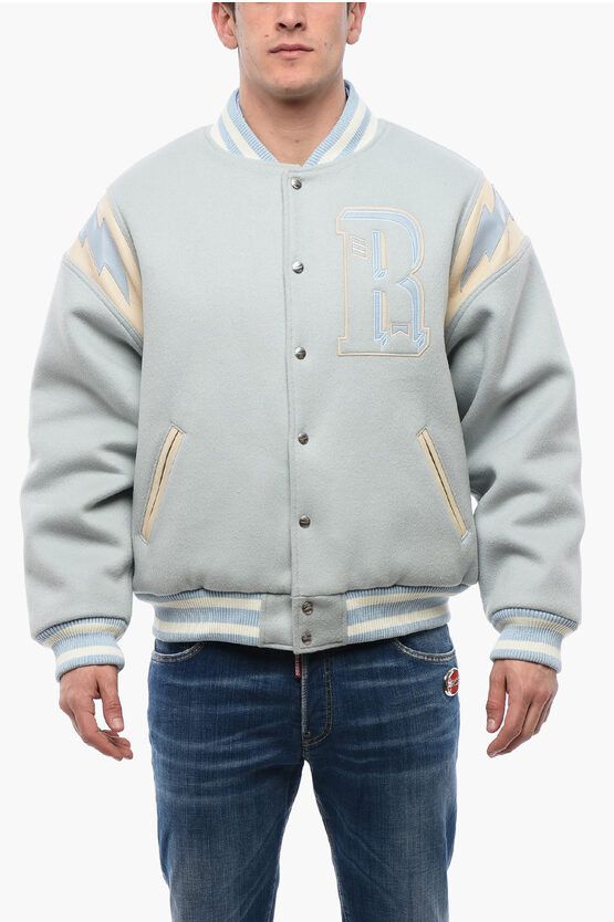 Rhude Wool Bomber with Leather and Snap Buttons | Grailed