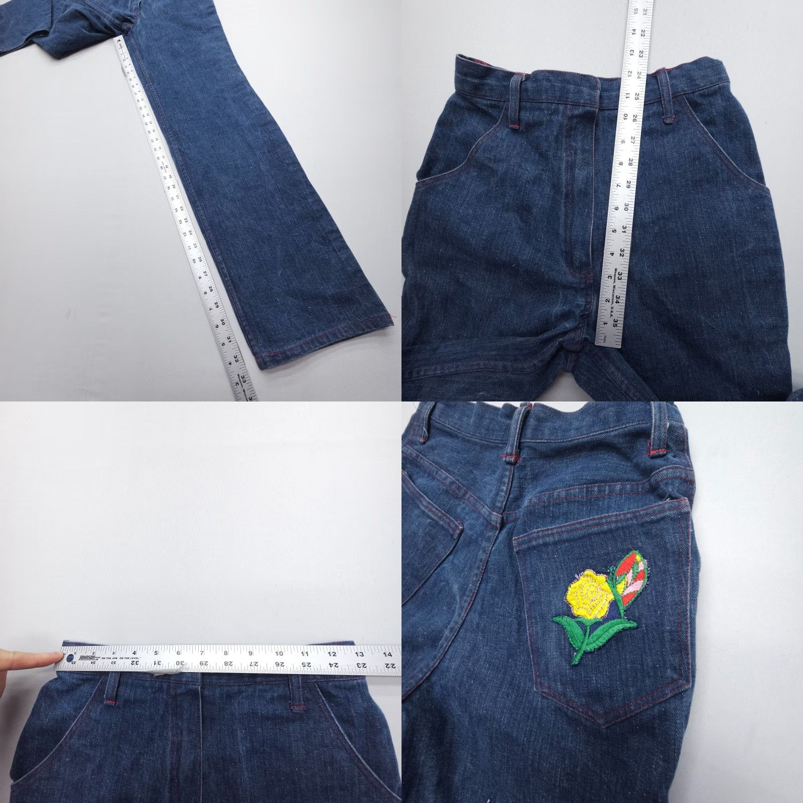 Vintage VINTAGE Mom Jeans Floral Patch Size 26 x 33 High Rise Dark Wash 70s-90s USA Size 26" / US 2 / IT 38 - 8 Thumbnail