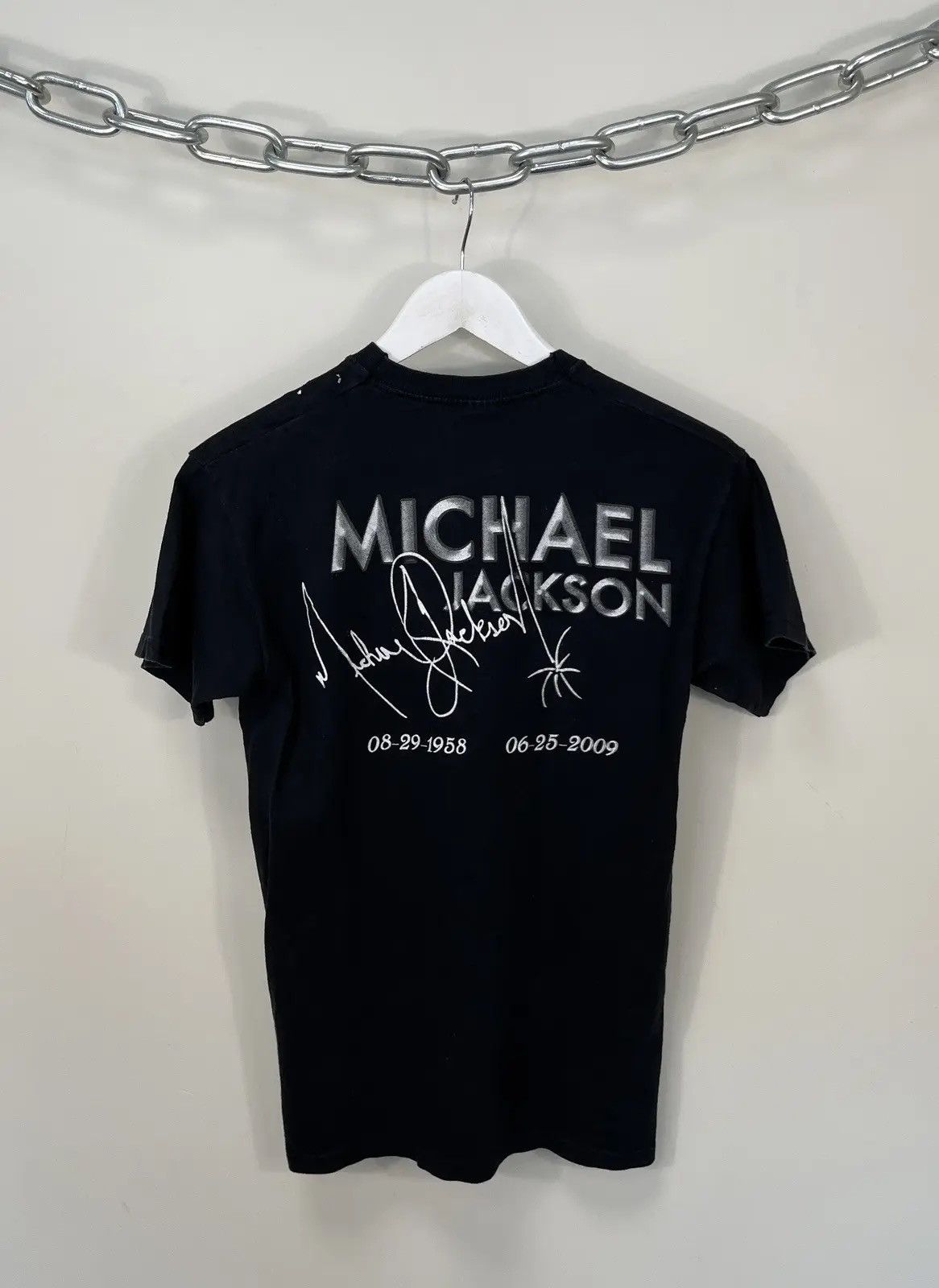 Band Tees × Michael Jackson × Vintage Vintage Michael Jackson Memory Graphic Rare Black Tee Size US S / EU 44-46 / 1 - 2 Thumbnail