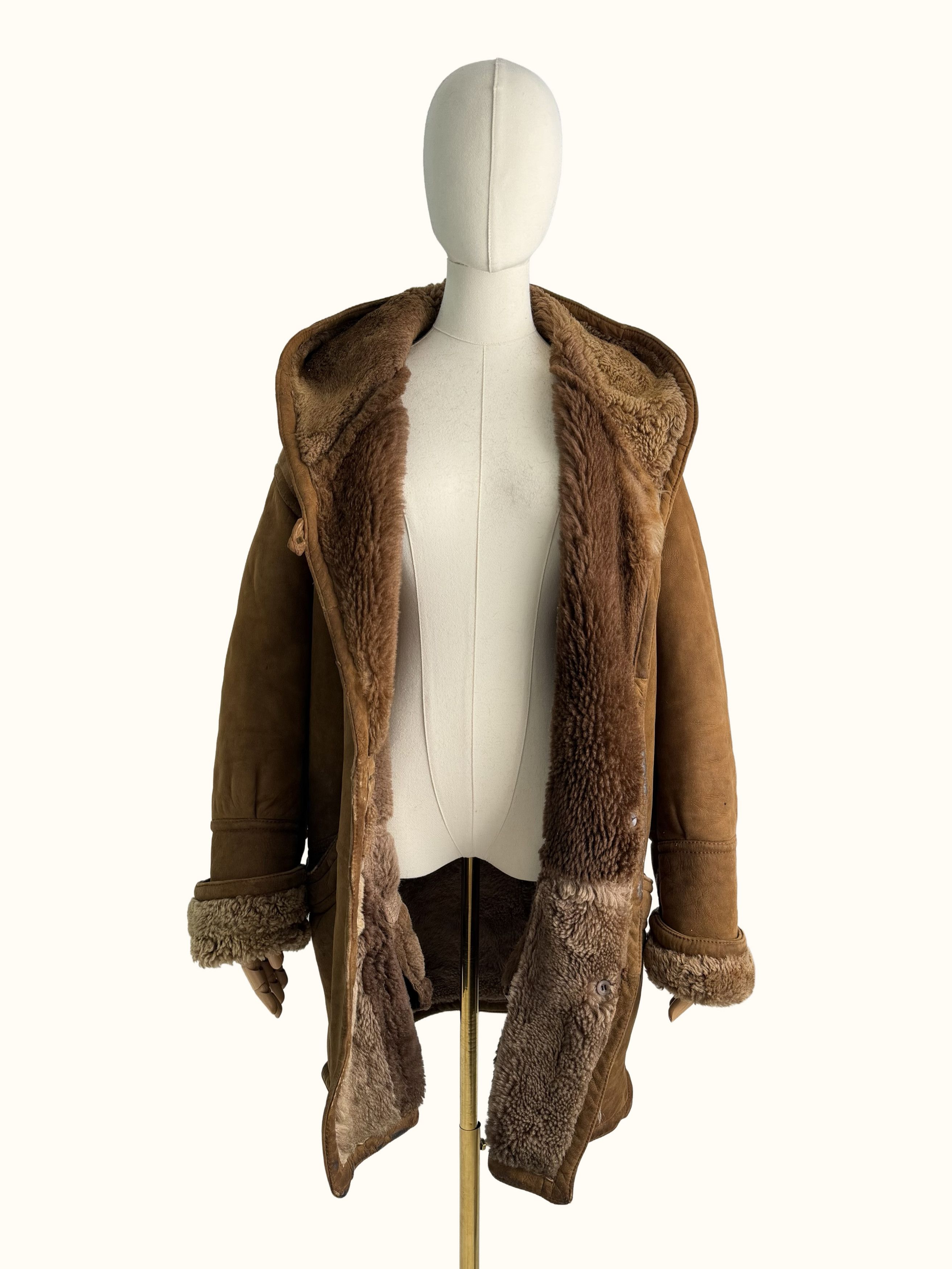 Vintage Vintage Real Sheepskin Coat Hooded Leather Winter Outerwear Size L / US 10 / IT 46 - 4 Thumbnail