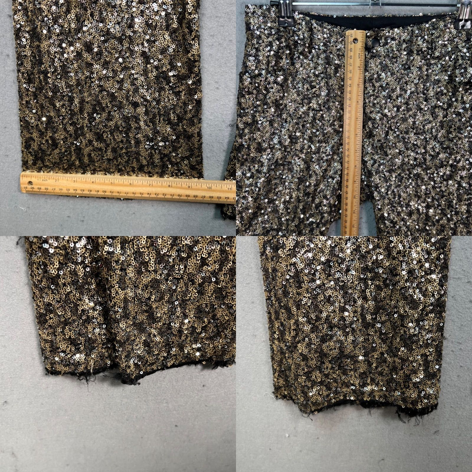 Anna Sui Anna Sui Womens 0 Gold Sequin Flare Pants Nylon Polyester Made In USA Pants Flared Pockets VINTAGE no Size 25" / US 0 / IT 36 - 8 Thumbnail
