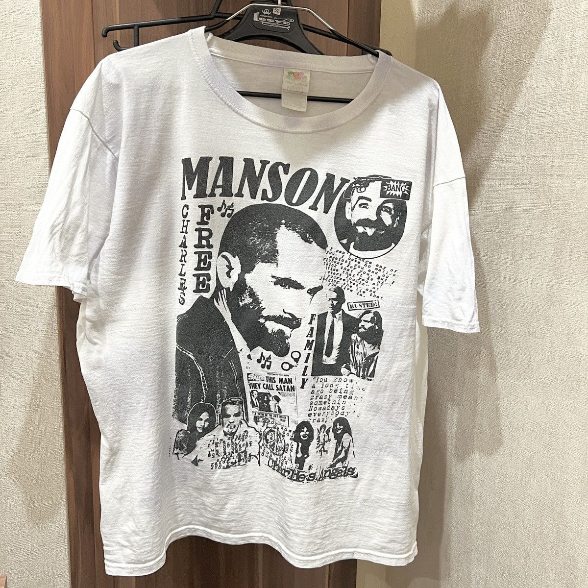 image of Charles Manson T-Shirt in White, Men's (Size Large)