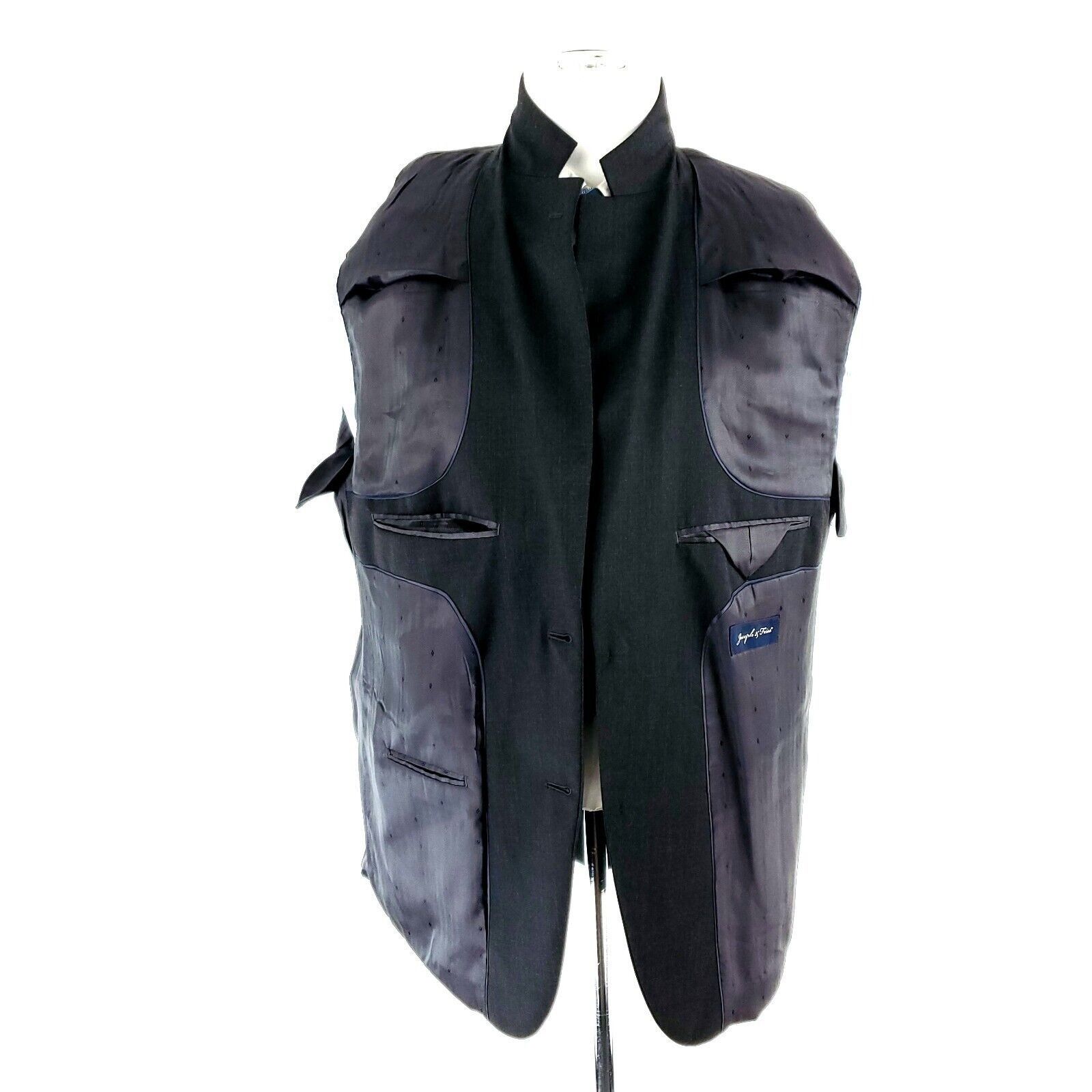 Joseph & Feiss Joseph Feiss Wool 2 Button Suit Jacket 42R Gray Twill Blazer Size 42R - 9 Thumbnail