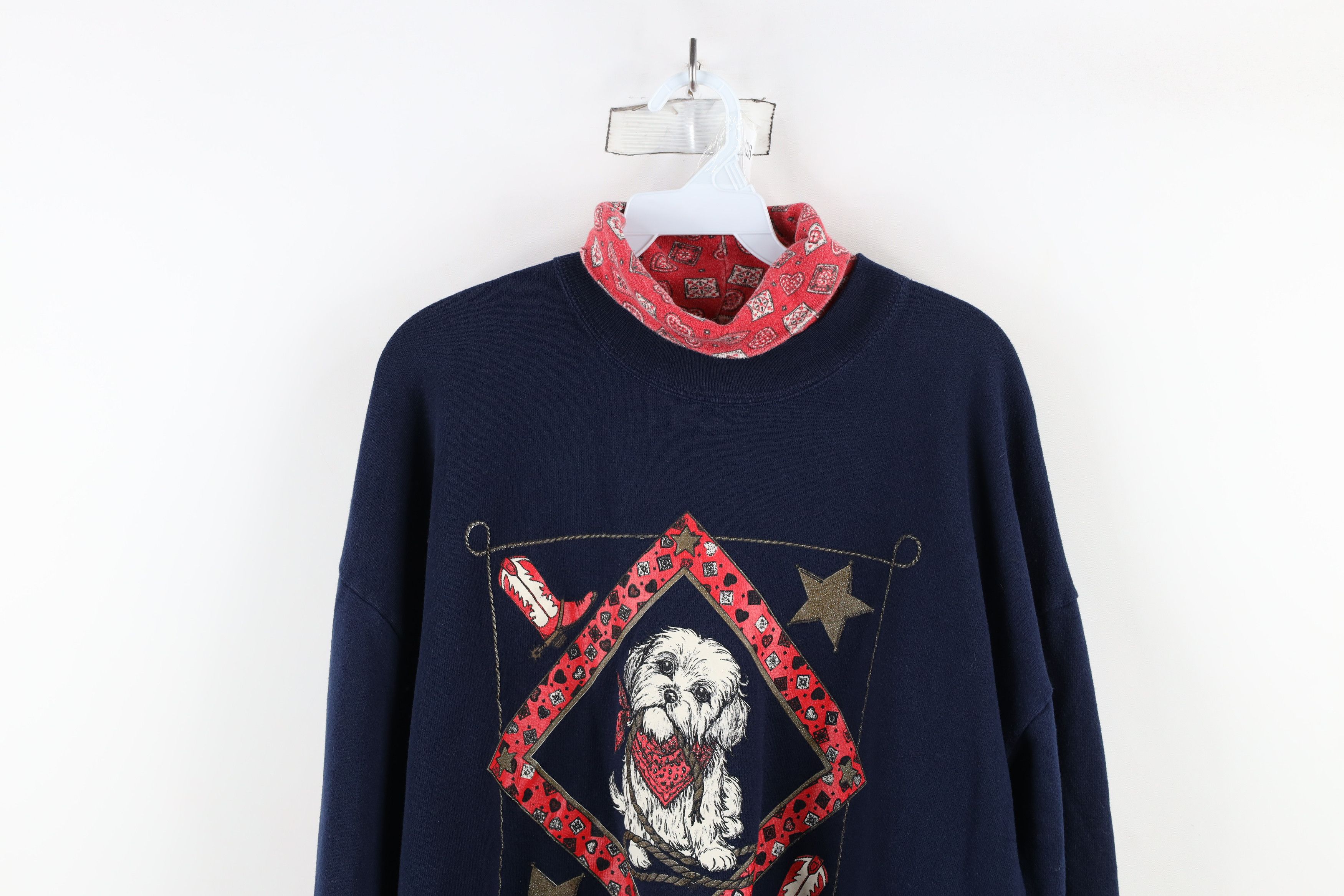 Vintage Vintage 90s Streetwear Western Dog Turtleneck Sweatshirt USA Size XL / US 12-14 / IT 48-50 - 2 Thumbnail