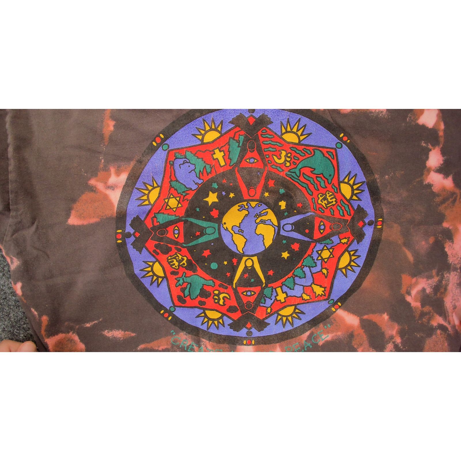Vintage Vintage 90s San Diego World Peace Boxy Bleach Cropped Tee Size L / US 10 / IT 46 - 7 Thumbnail