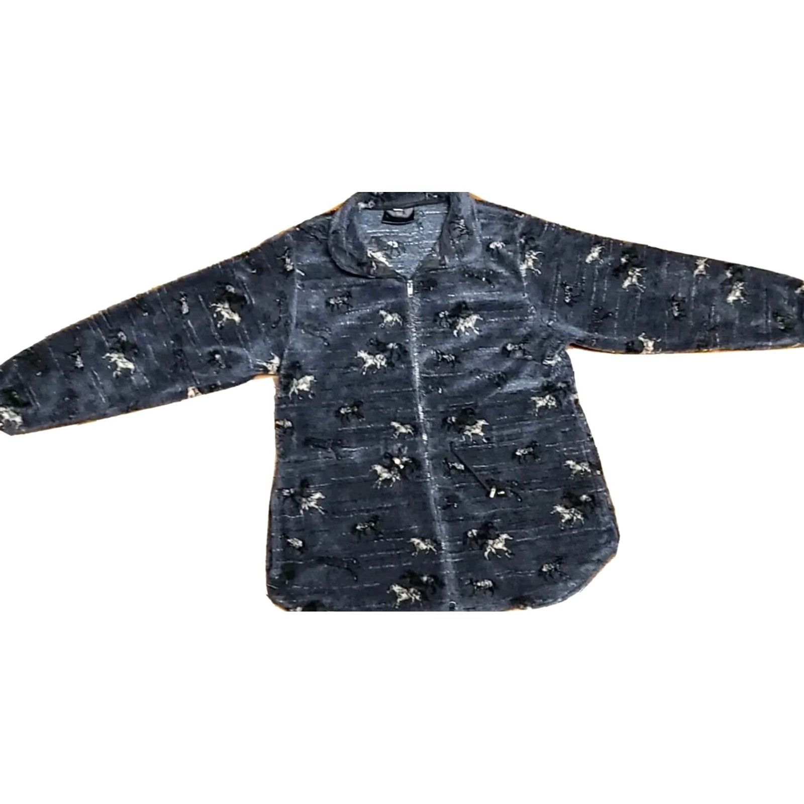 Black Diamond VINTAGE Black Diamond Jacket Women's M Medium Sherpa Fleece Horse AOP Full Zip Black Diamond Jacket Size M / US 6-8 / IT 42-44 - 2 Thumbnail