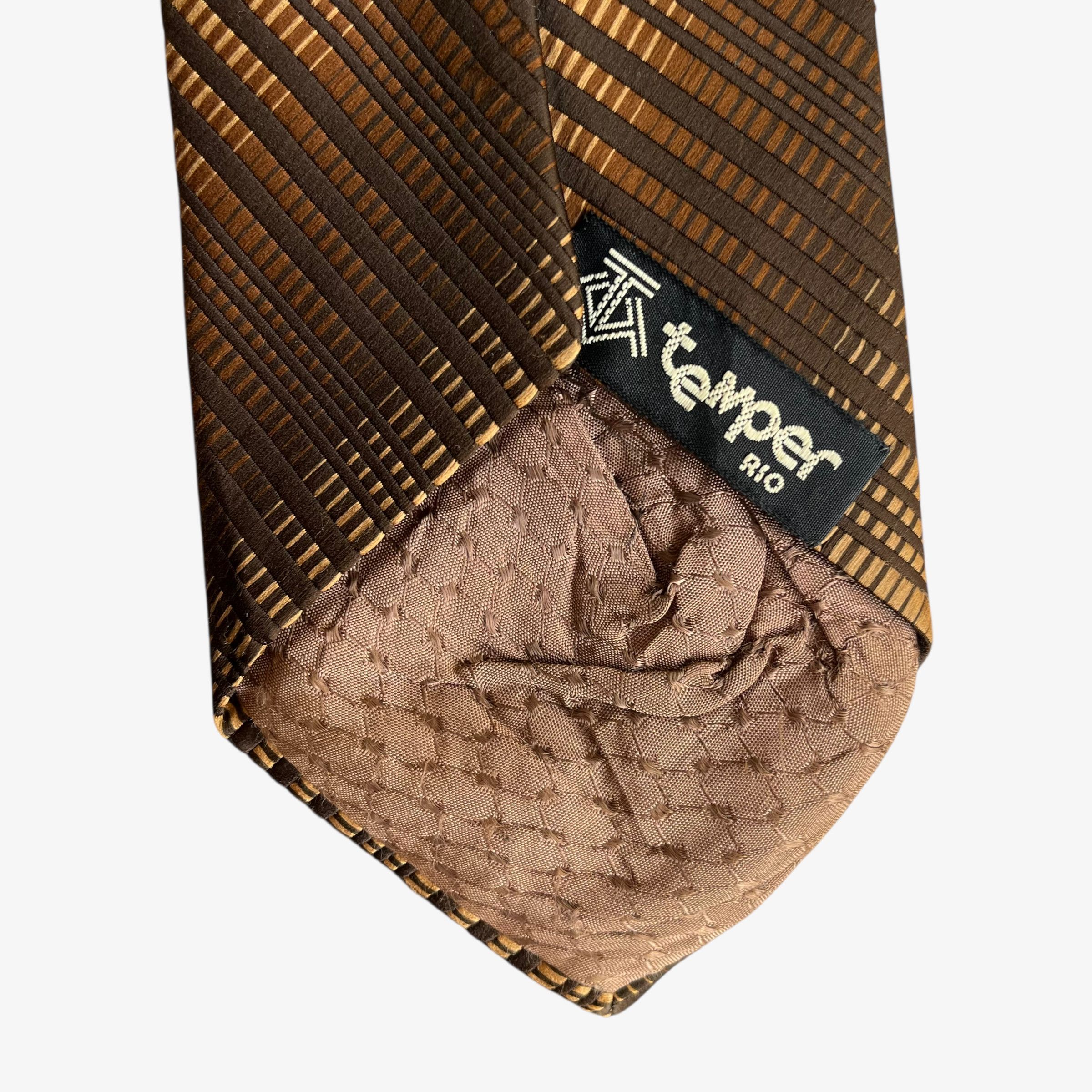 Cartier Vintage 60s Cartier Gold And Brown Striped Silk Tie Size ONE SIZE - 3 Thumbnail