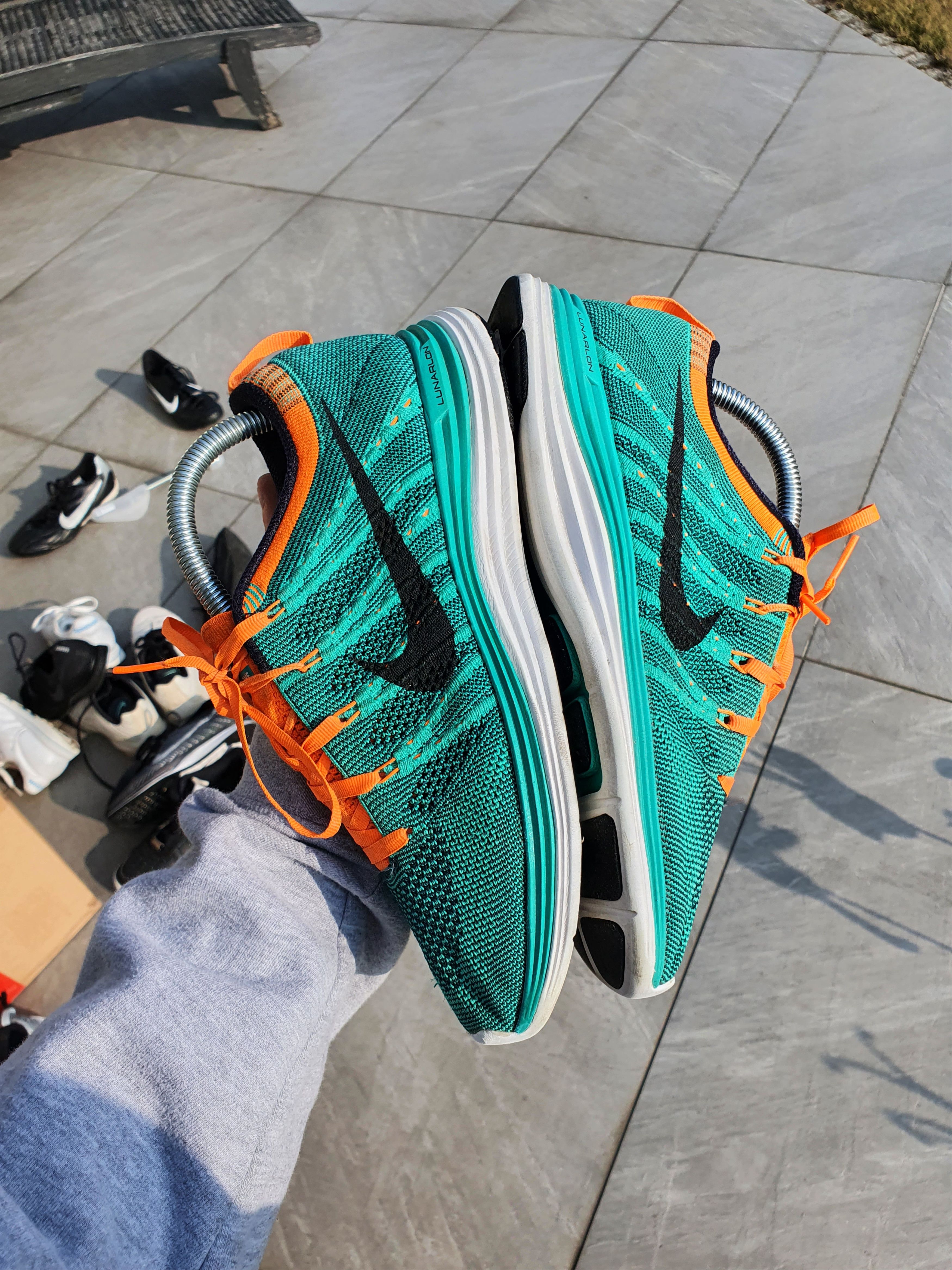 Nike 2012 Vintage Nike Flyknit Lunar 1 ONE Miami Dolphins Size US 8.5 / IT 38.5 - 6 Thumbnail