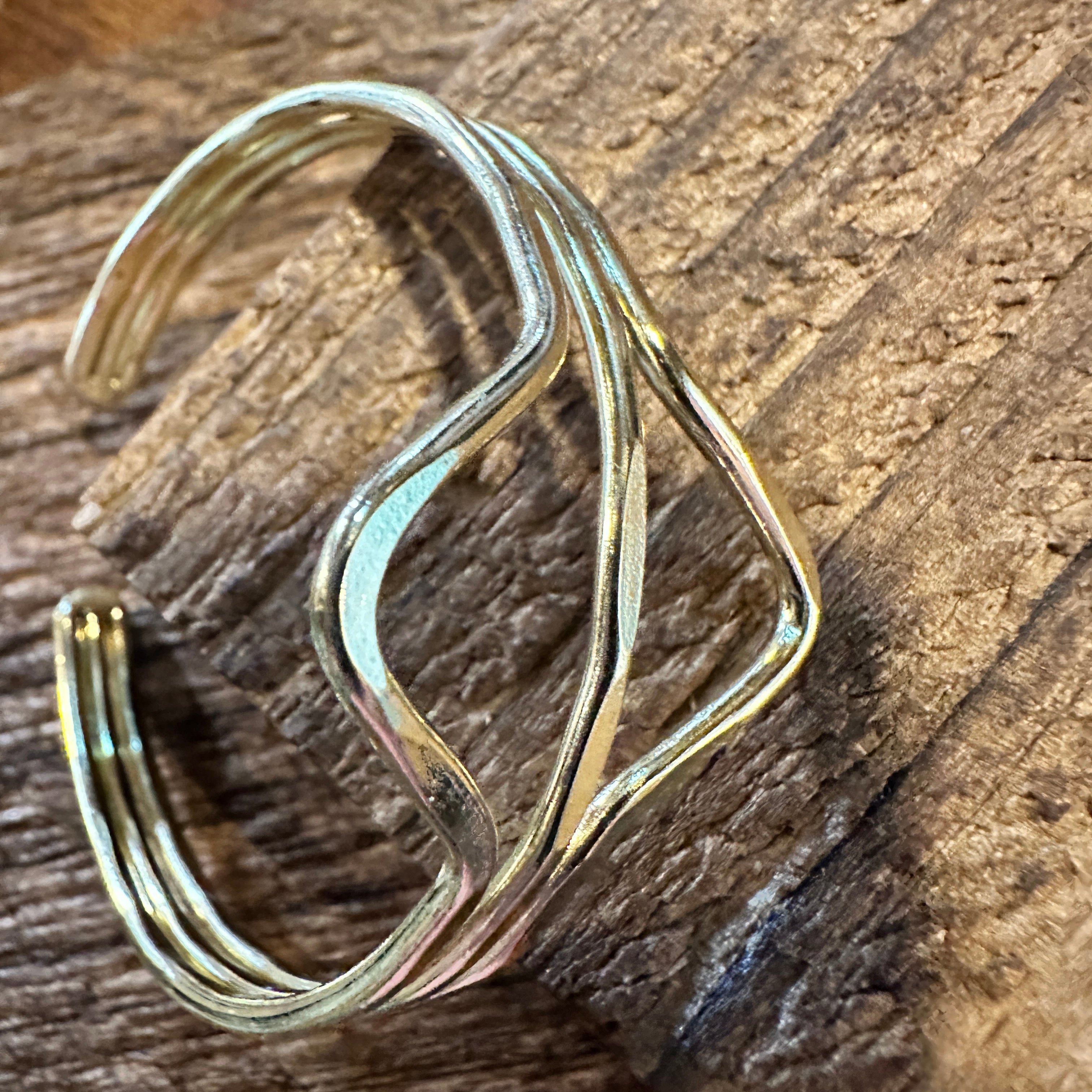 Other Handcrafted Boho Gold Plated Adjustable Cuff Bracelet - Two Size ONE SIZE - 5 Thumbnail
