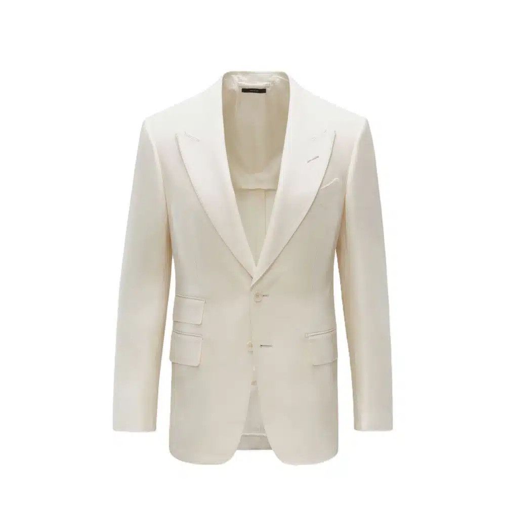 Tom Ford o1loc1c0426 JHSP01 Silk Wool Shelton Jacket in White Size US XL / EU 56 / 4 - 1 Thumbnail