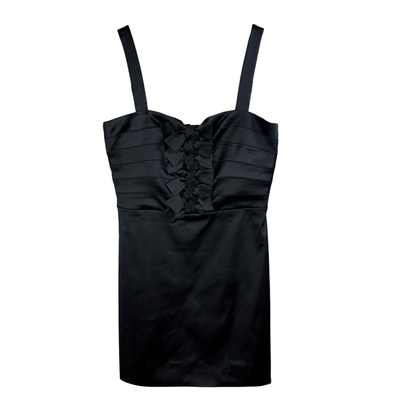 Veronica Beard VERONICA BEARD Kennedy Bow Black Satin Mini Dress Size M / US 6-8 / IT 42-44 - 8 Thumbnail
