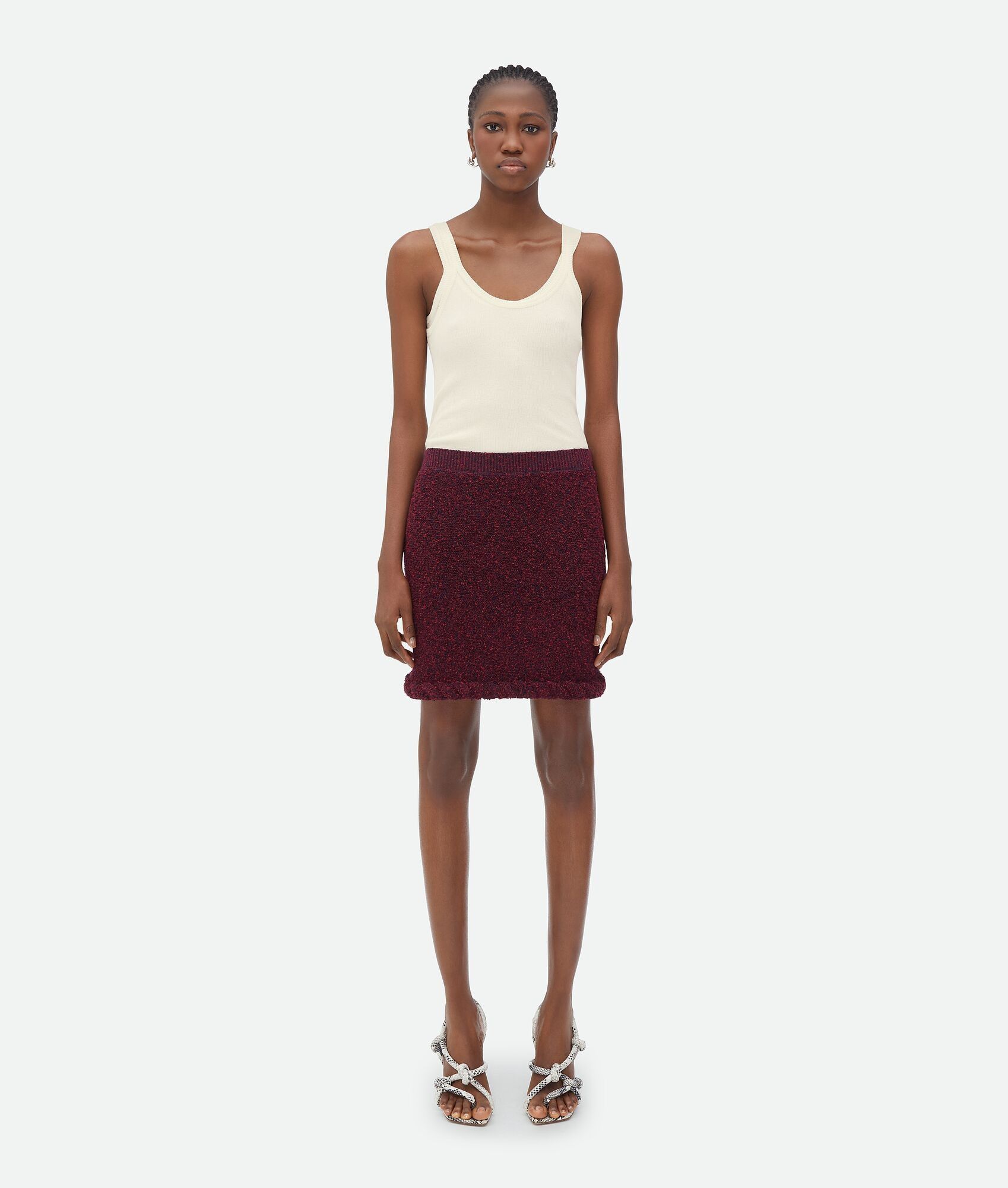 Bottega Veneta o1n1vont1224 Towelling Viscose Mini Skirt in Burgundy Size 25" / US 0 / IT 36 - 1 Thumbnail