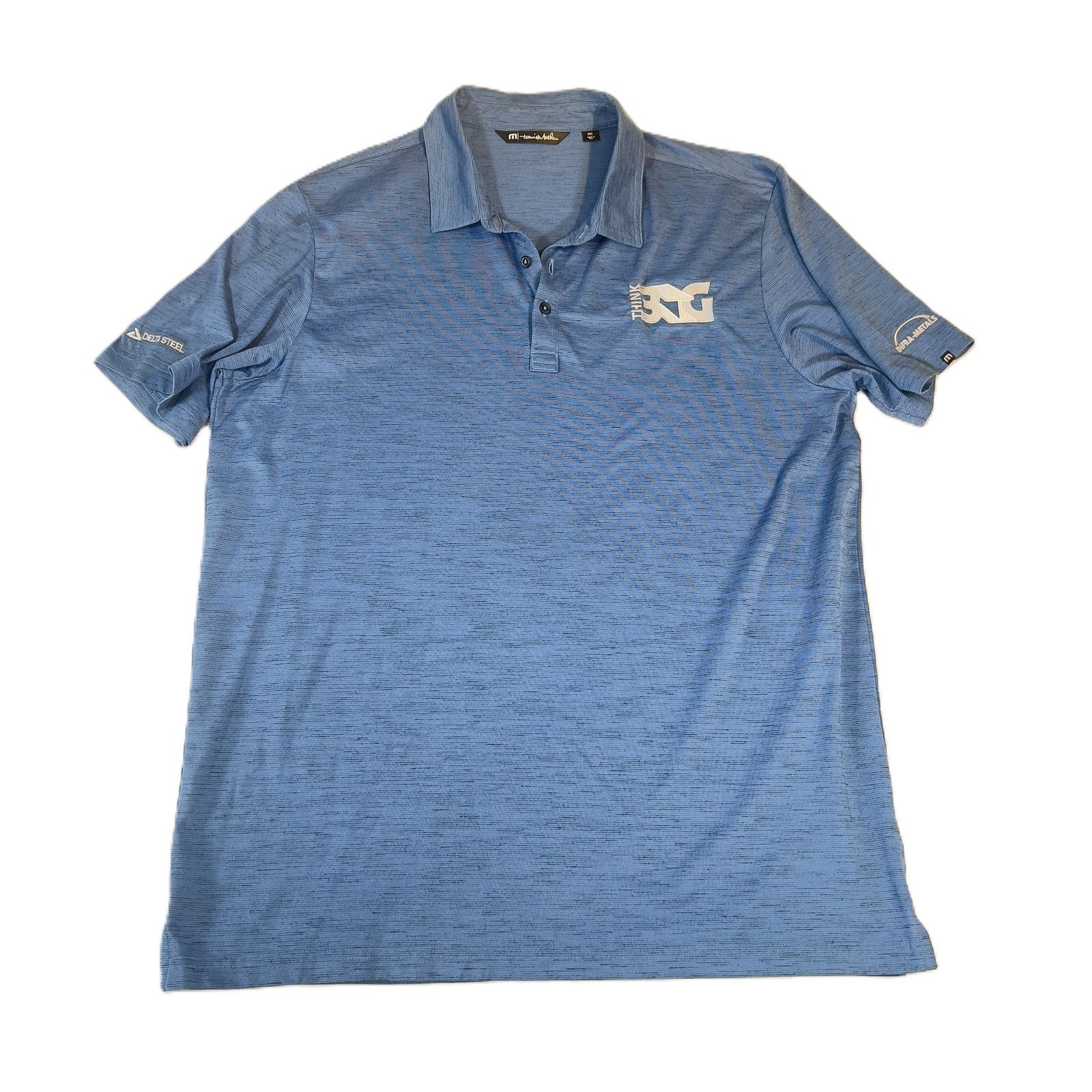 TravisMathew Travis Mathew Golf Polo Shirt Men's 2XL "Textured" Blue Size US XXL / EU 58 / 5 - 1 Thumbnail