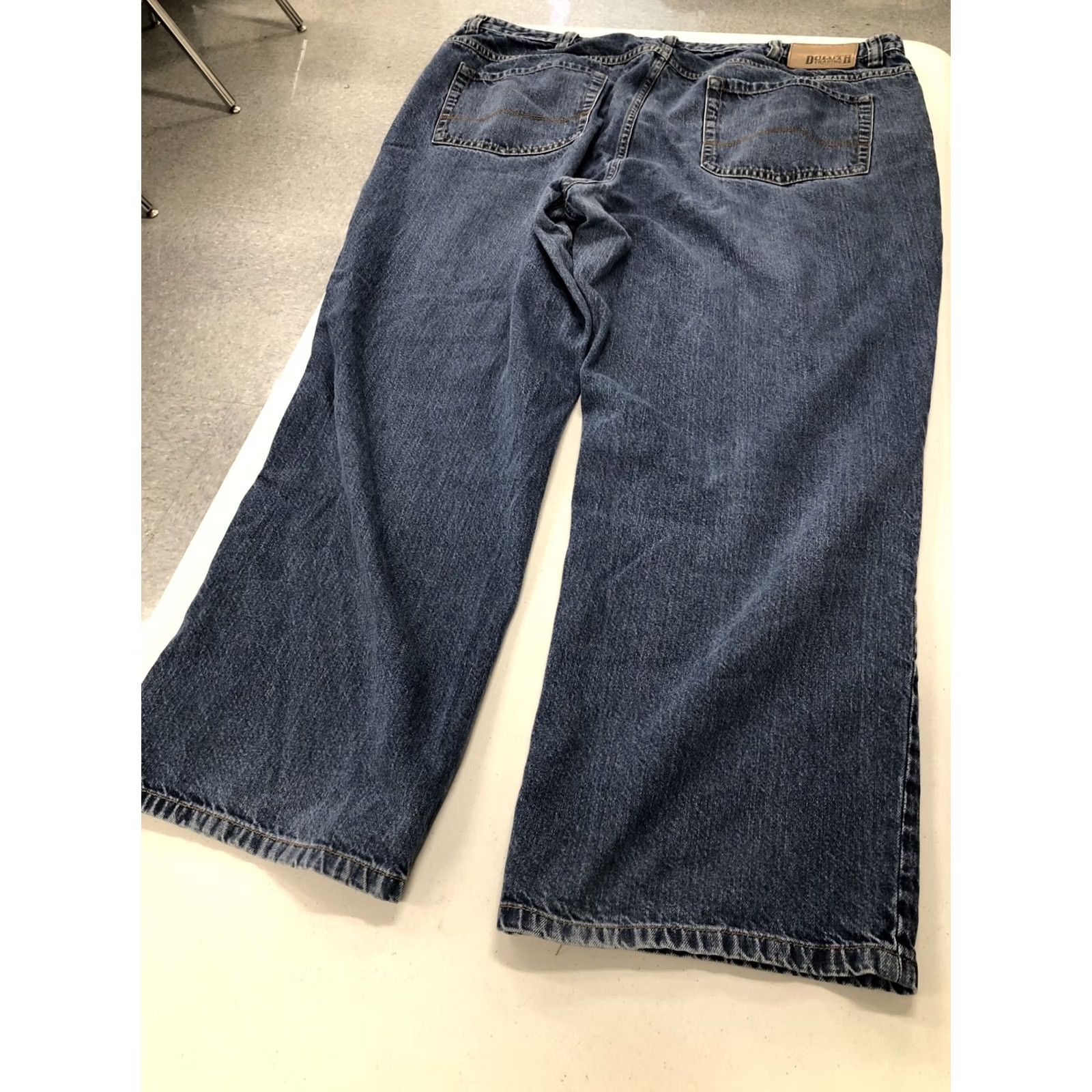 CO Duluth Denim Jeans Mens 42x28.5 Med Wash Regular Belt Loops 5-Pocket Straight Cotton Spandex Relaxed Blue Size US 42 / EU 58 - 4 Thumbnail