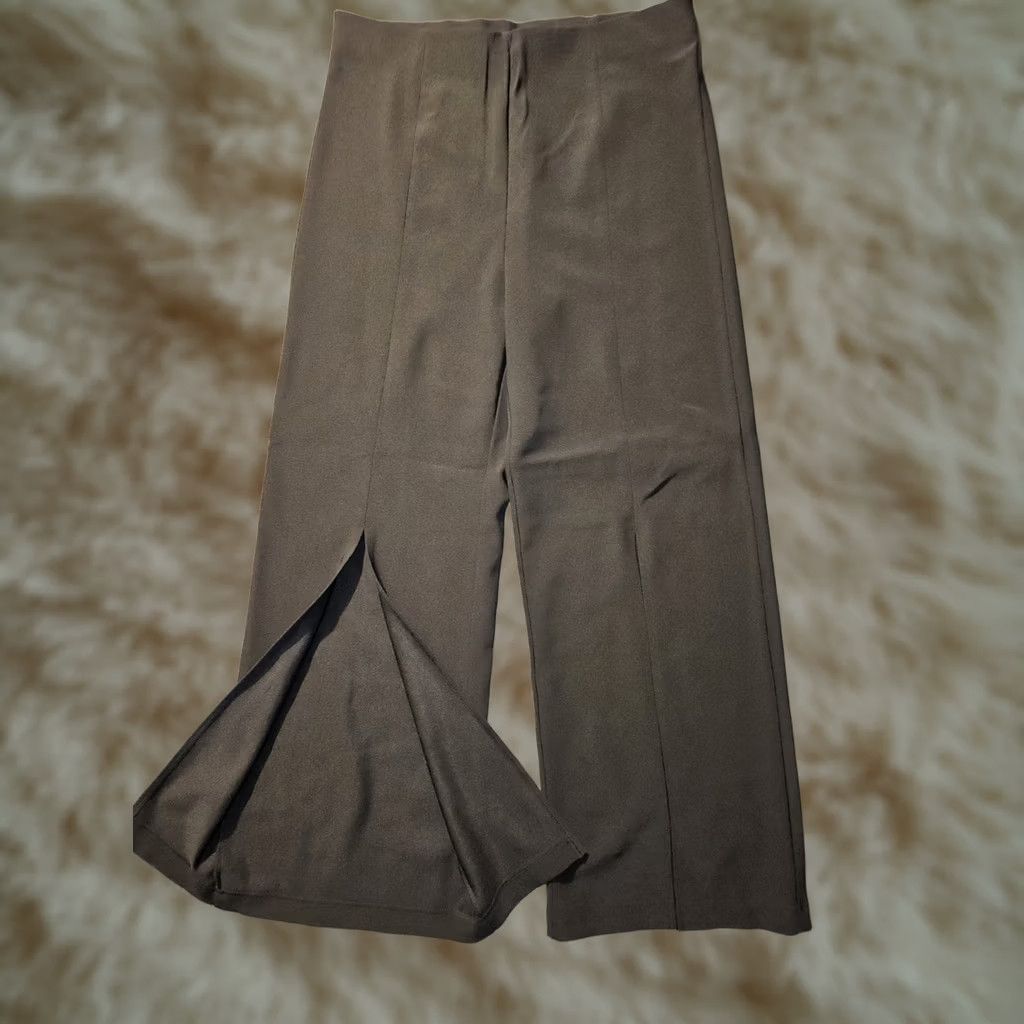 Boston Proper Boston Proper Pants Women's Large Black Wide-Leg Slit Preppy Dress Pants Size 36" / US 14 / IT 50 - 1 Thumbnail