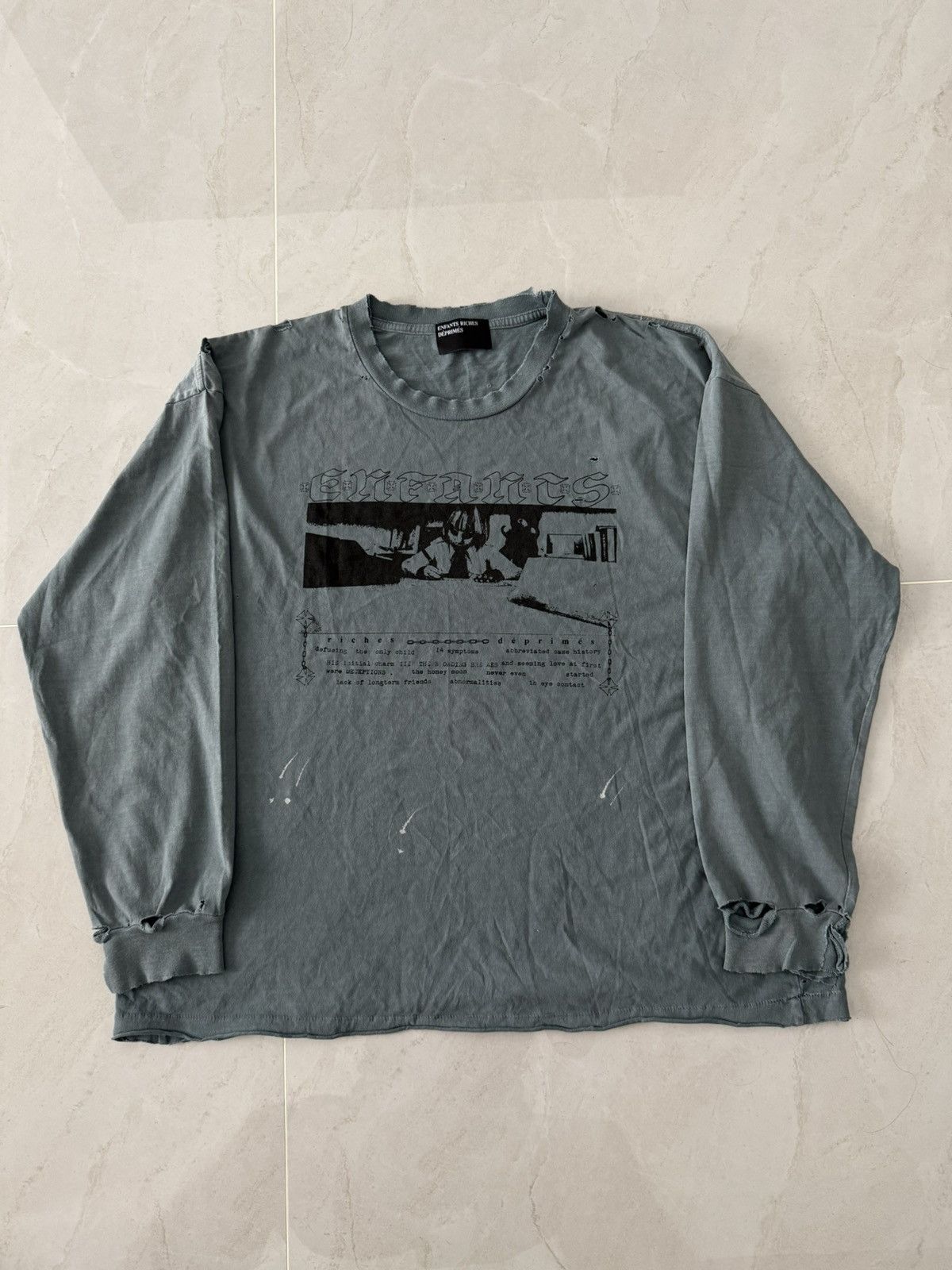 Enfants Riches Deprimes Enfants Riches Deprimes Petrol Distressed Longsleeve Sz.M Size US M / EU 48-50 / 2 - 1 Thumbnail