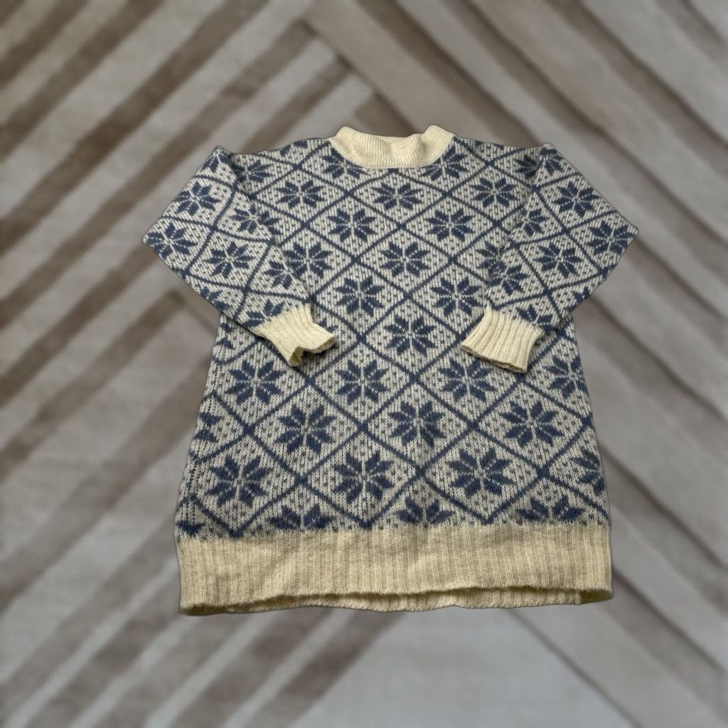 Vintage Hilda Ltd Sweater Shirt Womens Wool 100% Blue White Snowflake Iceland Winter Long Sleeve Turtleneck Pullover Casual Regular M Adult Womens Size M / US 6-8 / IT 42-44 - 1 Thumbnail