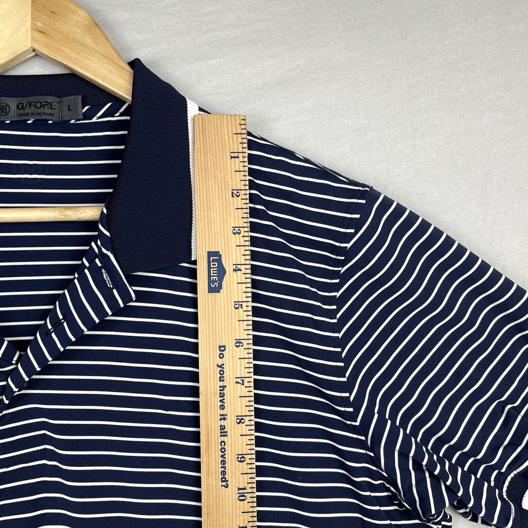 G/FORE G/Fore Shirt Polo Mens Large Navy Blue Striped Collared Stretch Button Up Golf Shirt Size US L / EU 52-54 / 3 - 6 Thumbnail