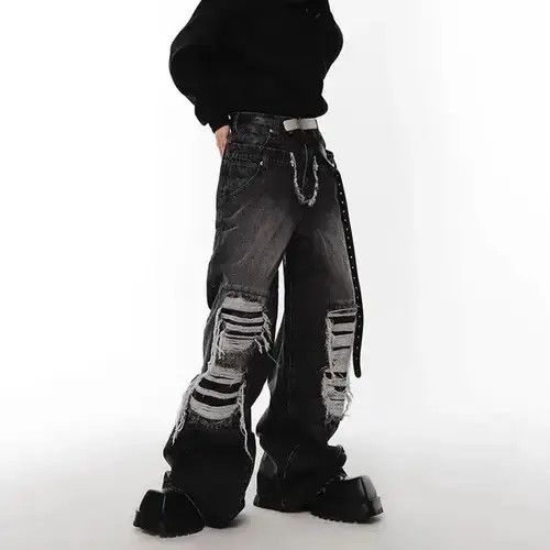 Designer × Japanese Brand × Jean Damaged Jeans Niche Double Waist Size US 32 / EU 48 - 3 Thumbnail