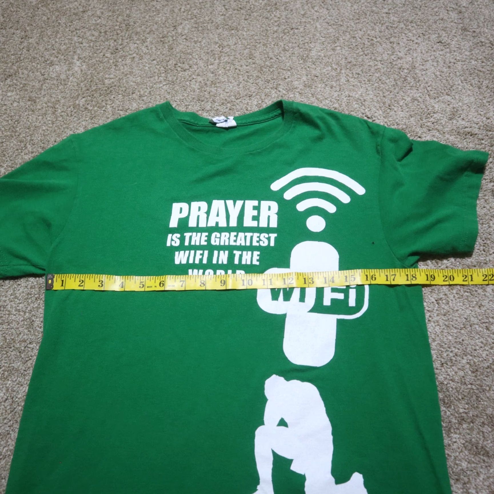 Vintage VINTAGE No — Prayer Is The Greatest WIFI In The World Shirt Mens M Green Comical Shirt Casual Cotton Printed In USA 2000s Size US M / EU 48-50 / 2 - 4 Thumbnail