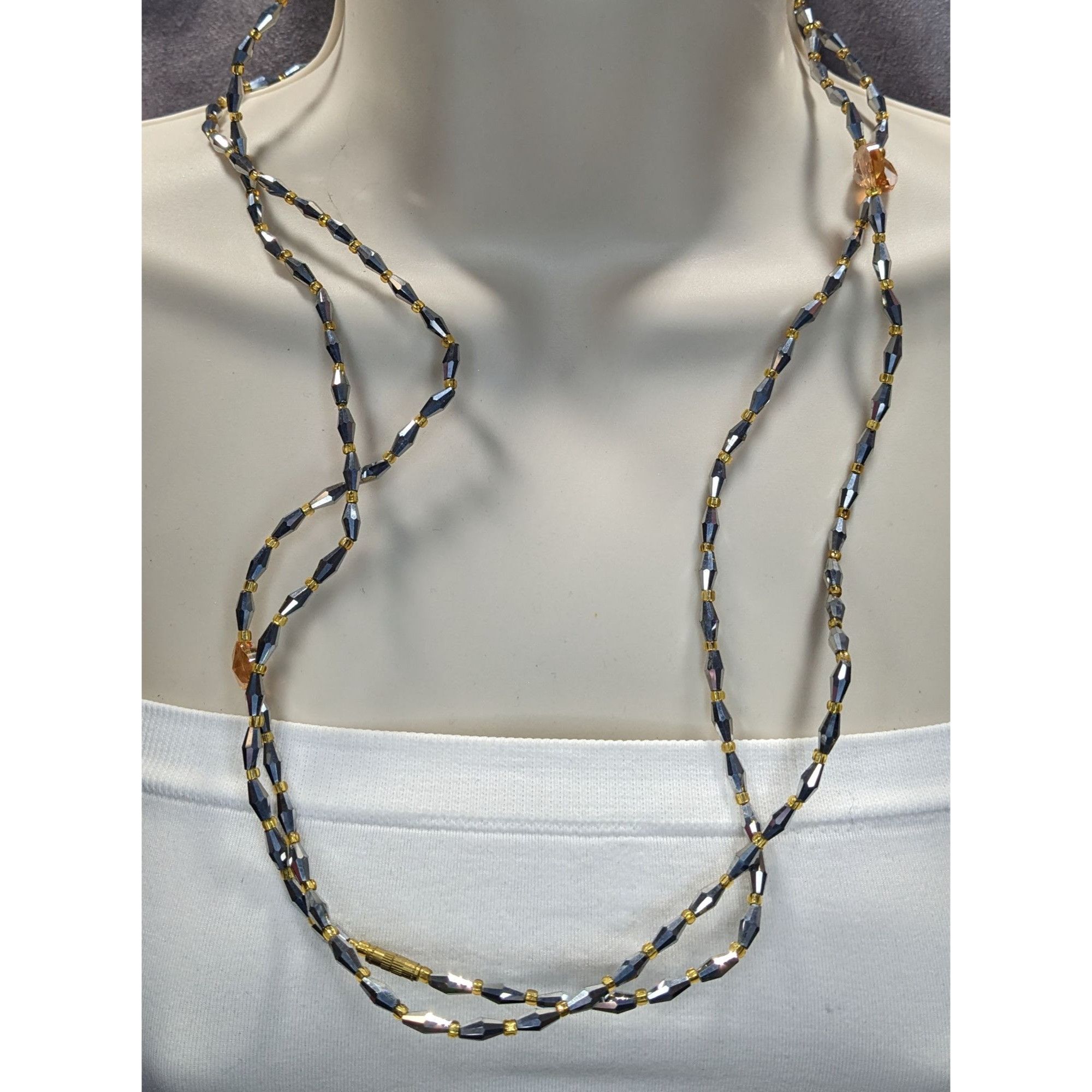 Handmade Handmade Glam Long Beaded Necklace With Mirror Glass & Heart Size ONE SIZE - 1 Thumbnail
