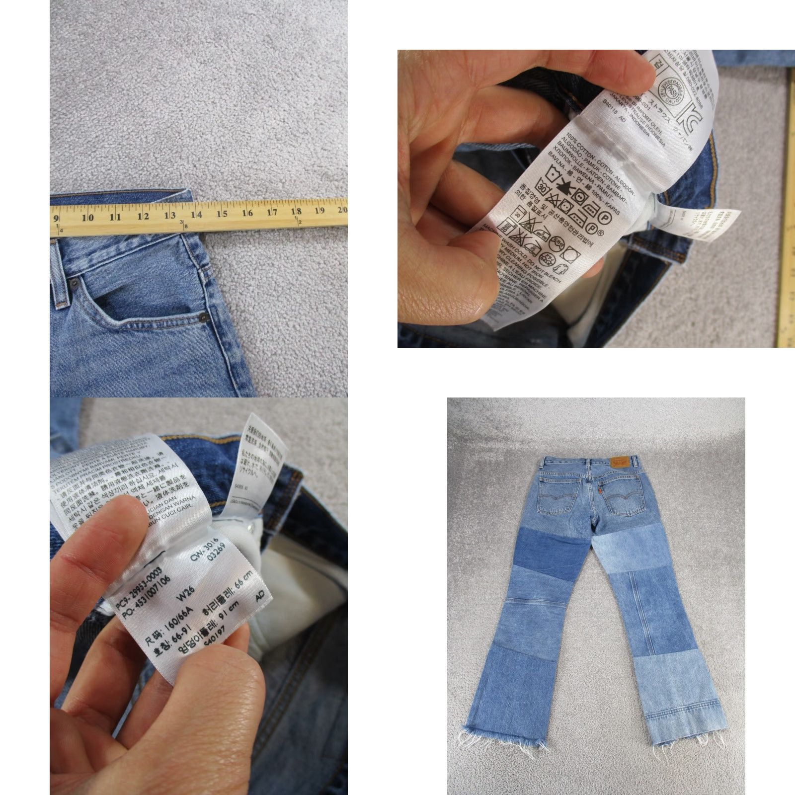 Levi's Levis 517 Jeans Womens 26 Cropped Bootcut Light Wash Patchwork Denim Orange Tab* Size 26" / US 2 / IT 38 - 8 Thumbnail