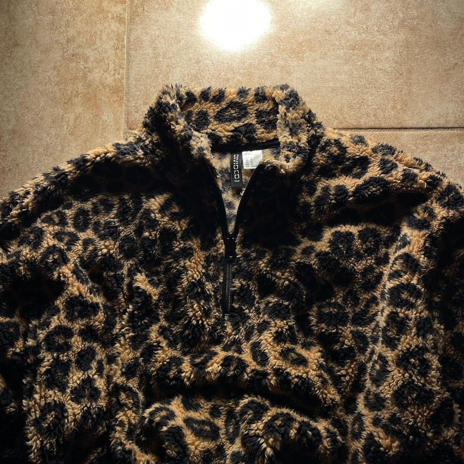 H&M × Vintage Leopard Cheetah Print Women's Fleece Quarter Zip Jacket Size S / US 4 / IT 40 - 4 Thumbnail