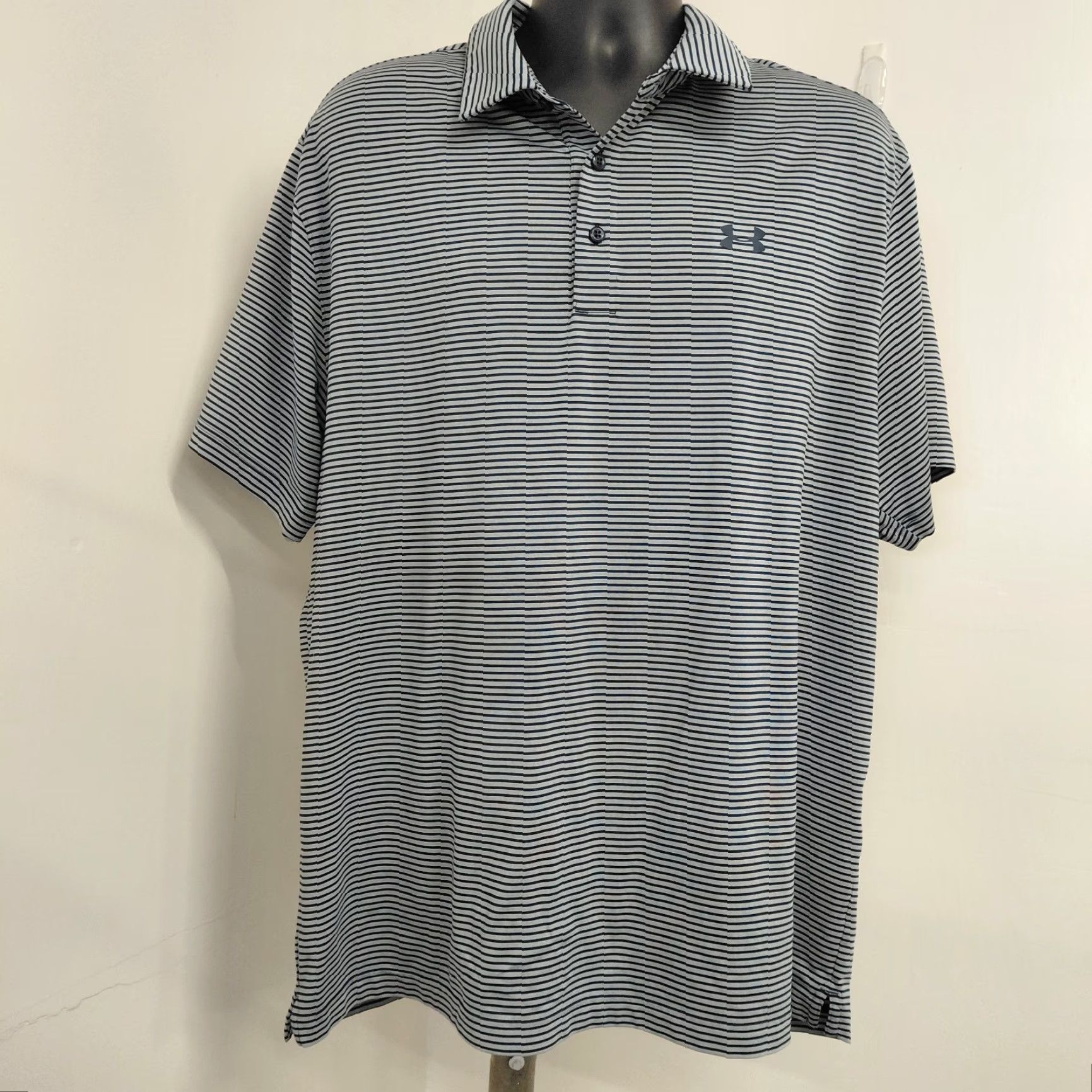Under Armour Under Armour Polo Shirt Mens 2XL Blue Striped Golf Athleisure Stretch Casual Shirt Size US XXL / EU 58 / 5 - 2 Thumbnail