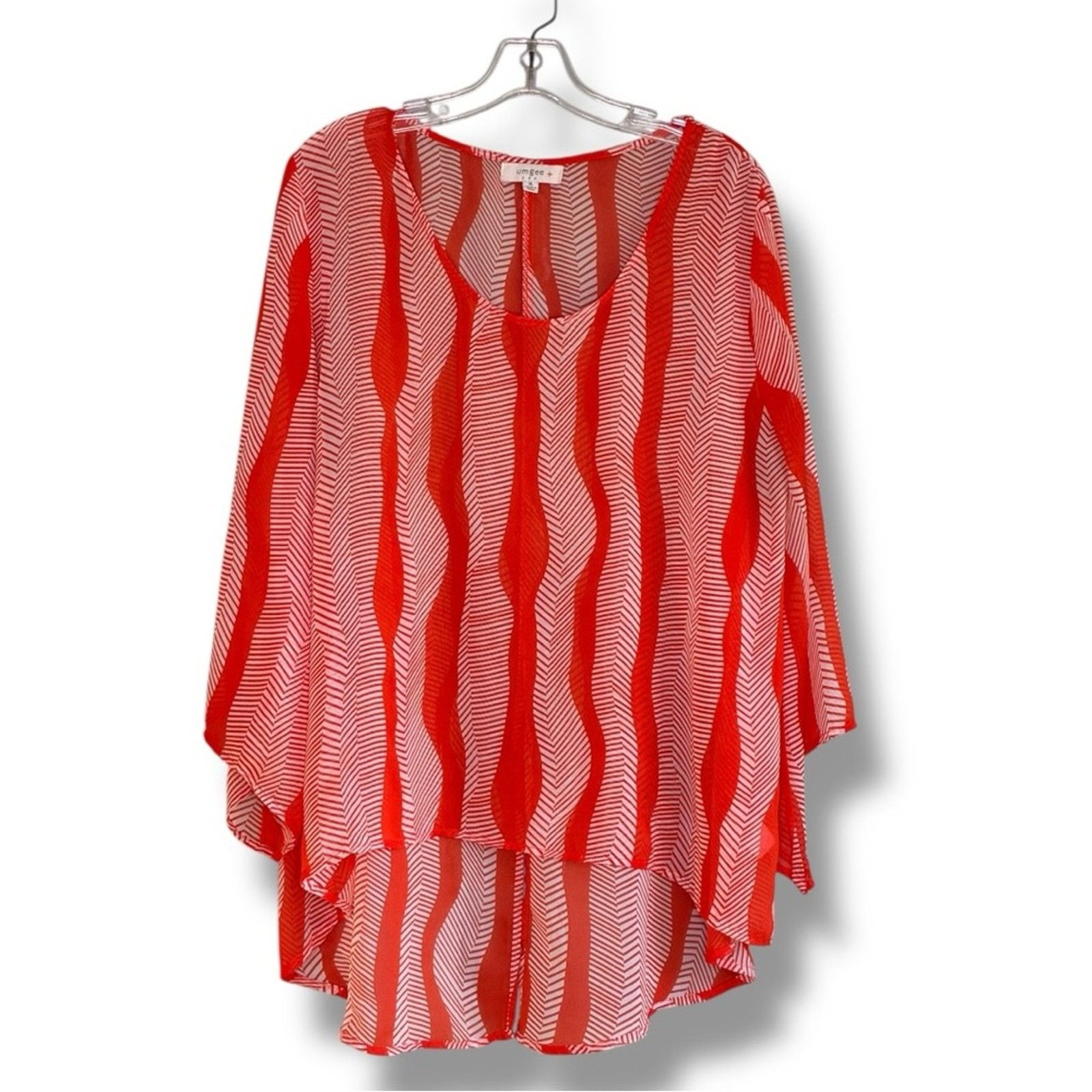 Other Umgee long sleeve sheer high low top with back hemline split Size XL / US 12-14 / IT 48-50 - 2 Thumbnail