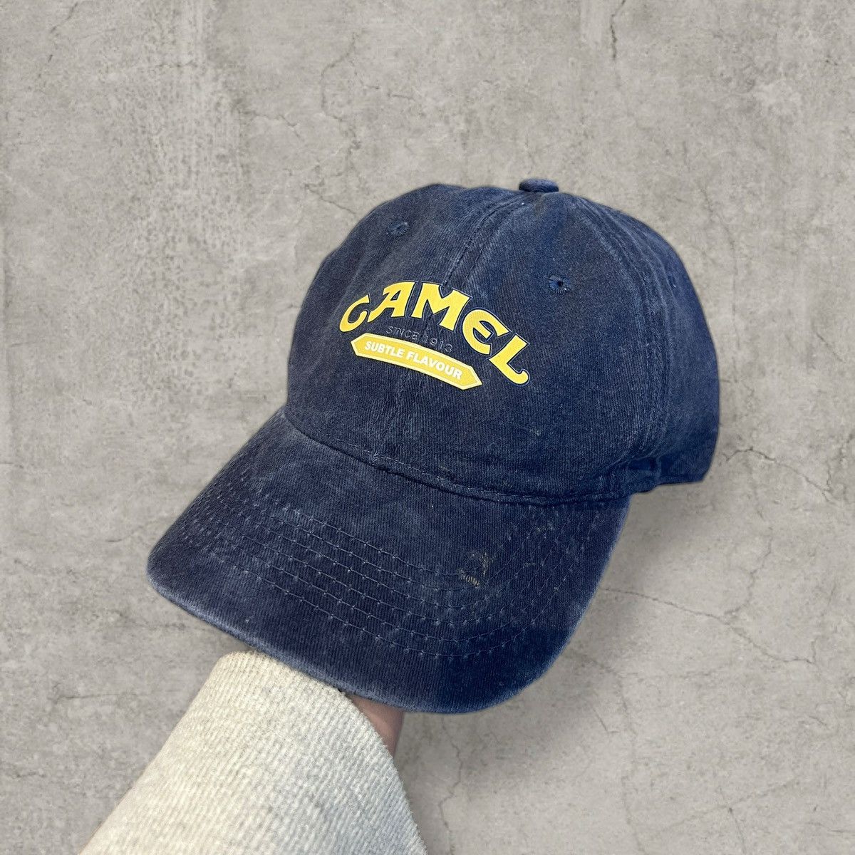 Japanese Brand 90s vintage style cap, navy blue cap, yellow logo. One size Size ONE SIZE - 1 Thumbnail