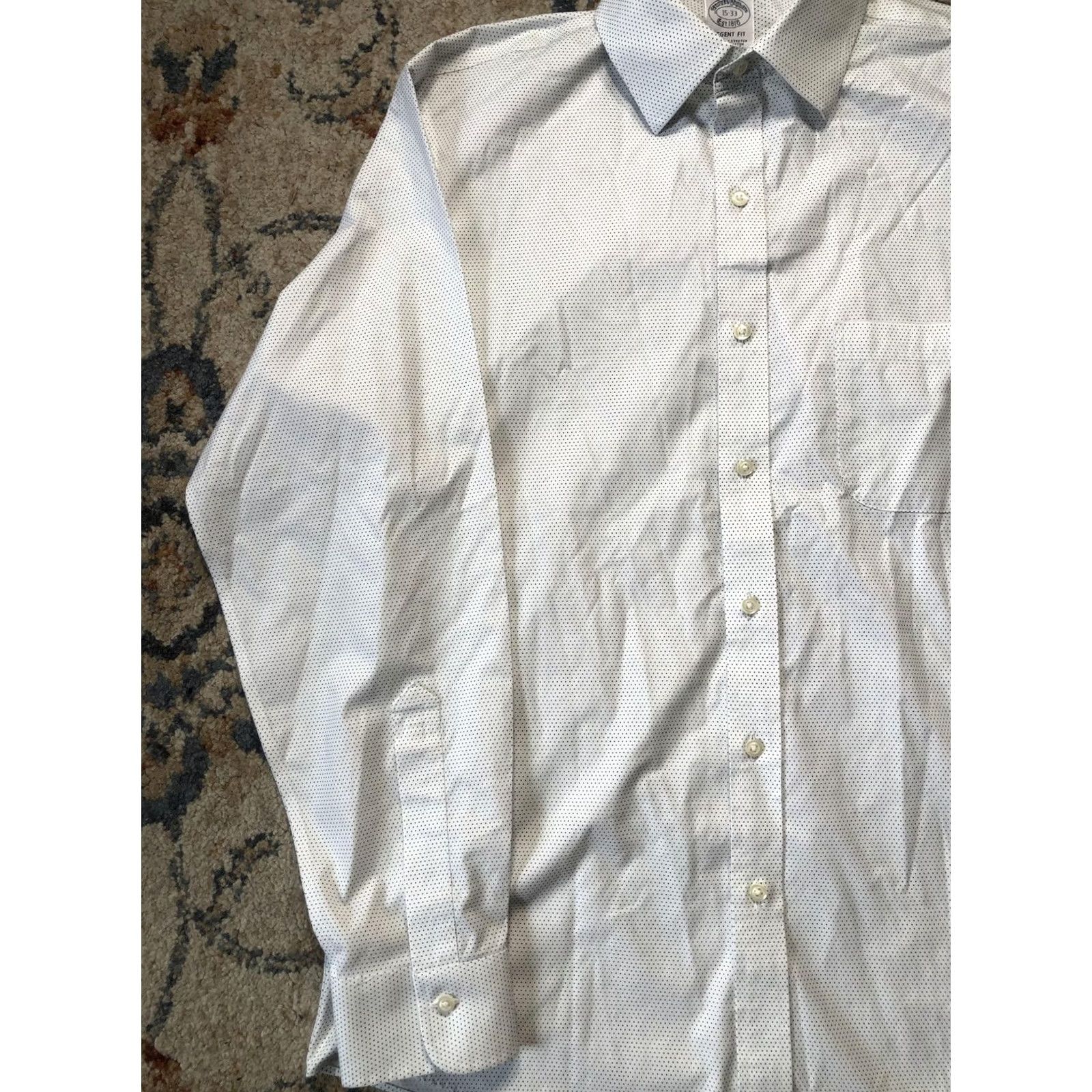 Brooks Brothers Brooks Brothers Dress Shirt Mens 15 32/33 Polka Dot Non-Iron Stretch Regent Size 40R - 2 Thumbnail