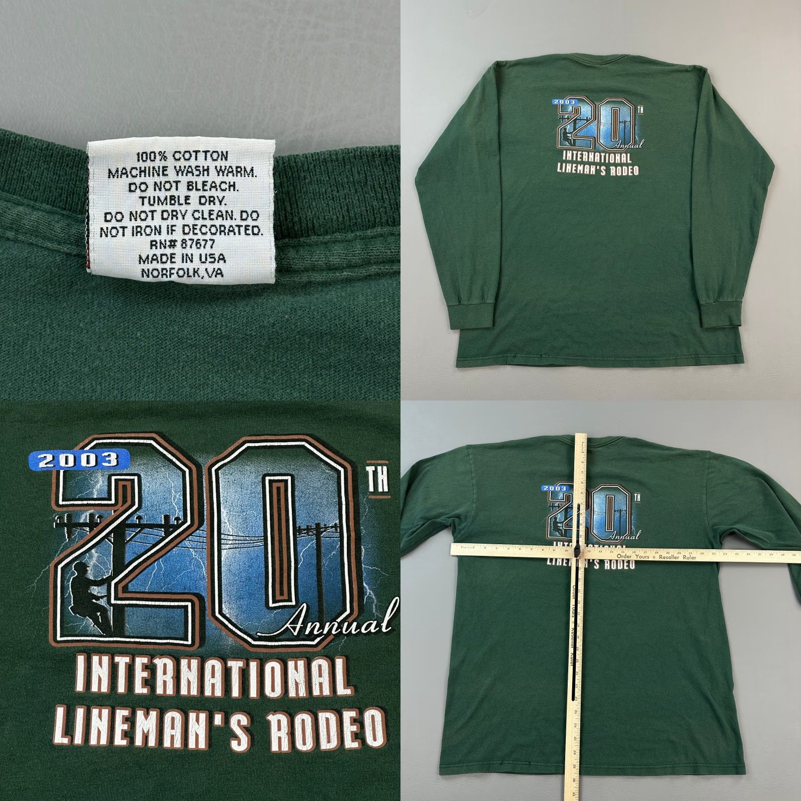 Vintage VINTAGE Jensen Shirt Mens XL Green Long Sleeve 2003 Lineman Rodeo USA Made Y2K Size US XL / EU 56 / 4 - 8 Thumbnail
