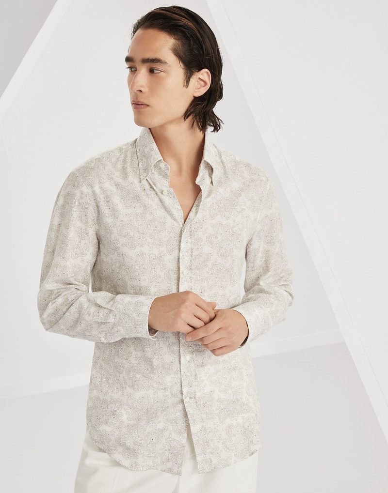 Brunello Cucinelli o1la1rc1a0326 Paisley Twill Slim Fit Shirt in Multicolor Size US L / EU 52-54 / 3 - 1 Thumbnail